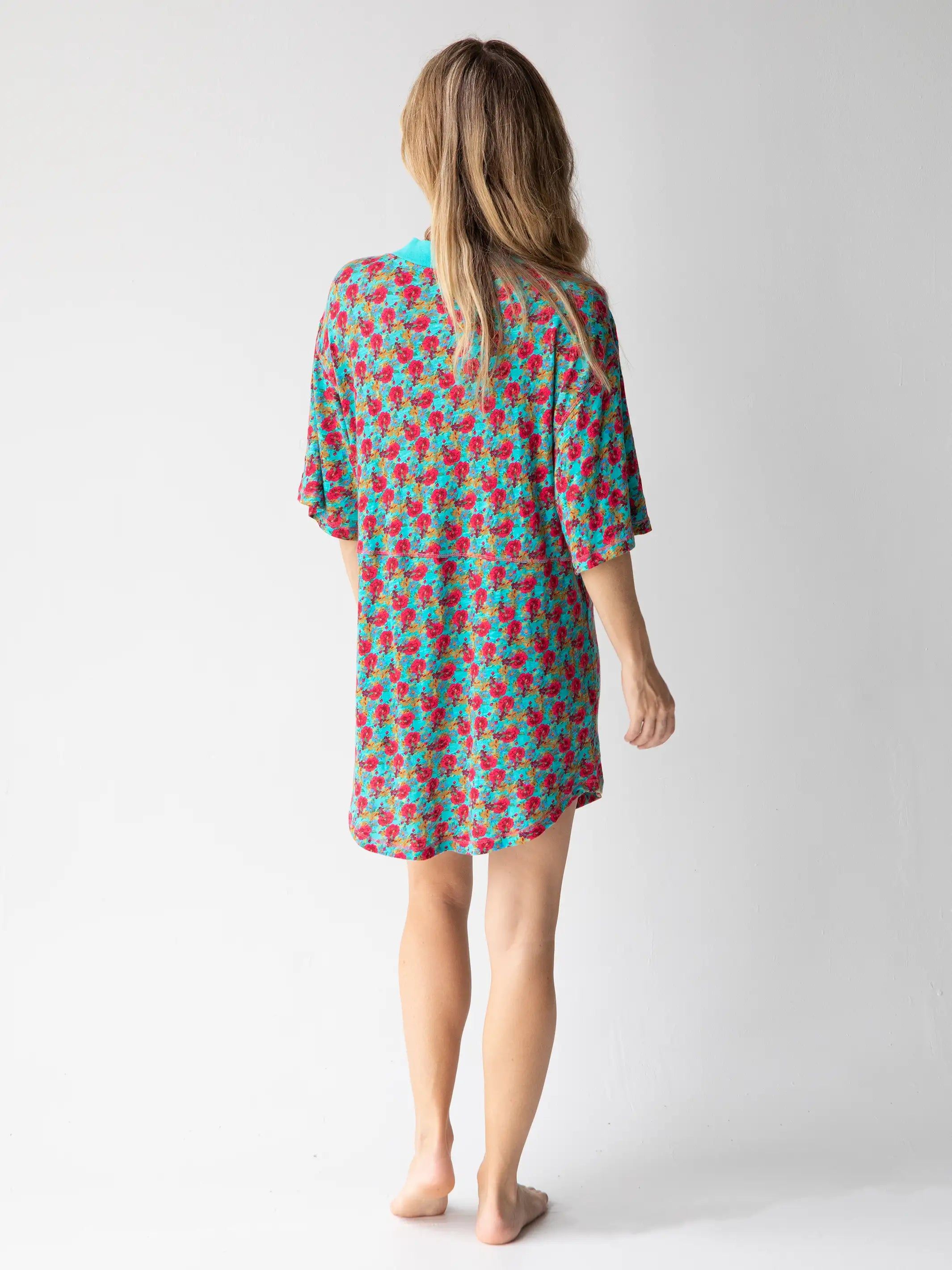 Charlie V-Neck Dress - Red Blue Floral sold by NATURAL LIFE product image thumbnail 4