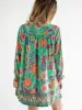 Dara V-Neck Tunic Dress - Bright Green Floral sold by NATURAL LIFE