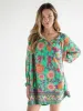 Dara V-Neck Tunic Dress - Bright Green Floral sold by NATURAL LIFE