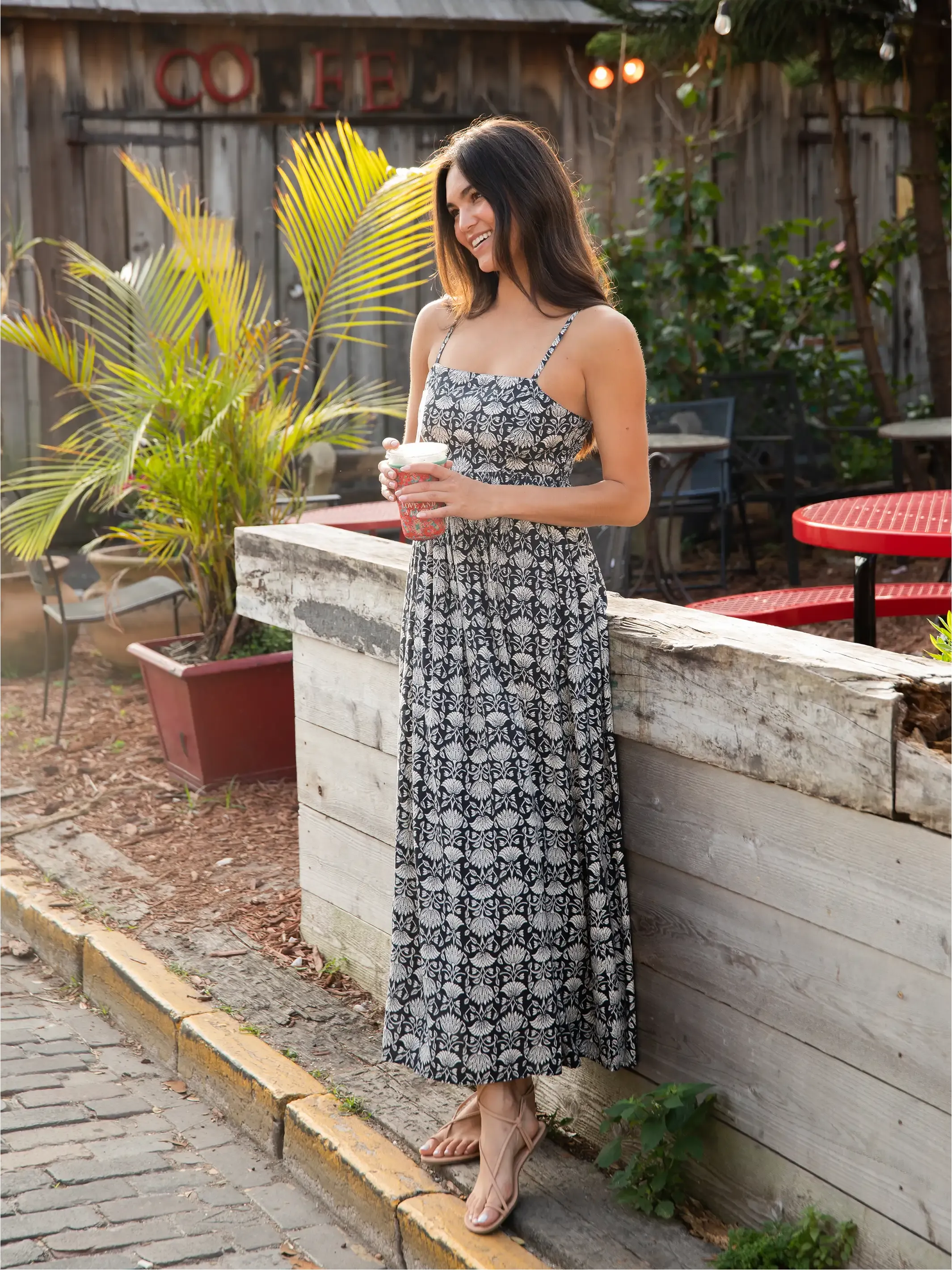 Bailey Maxi Dress - Black Floral Vines sold by NATURAL LIFE product image thumbnail 5