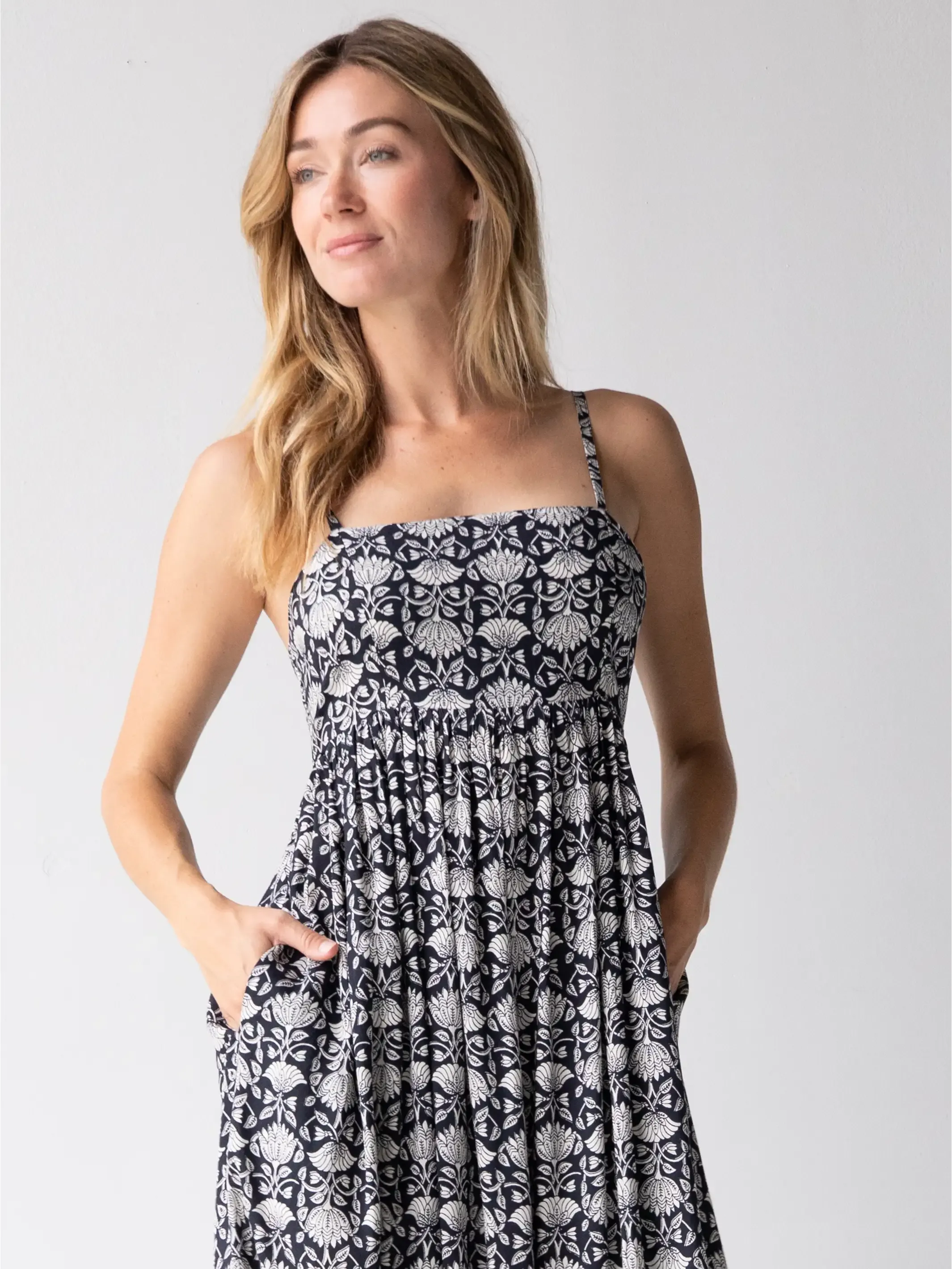 Bailey Maxi Dress - Black Floral Vines sold by NATURAL LIFE product image thumbnail 2