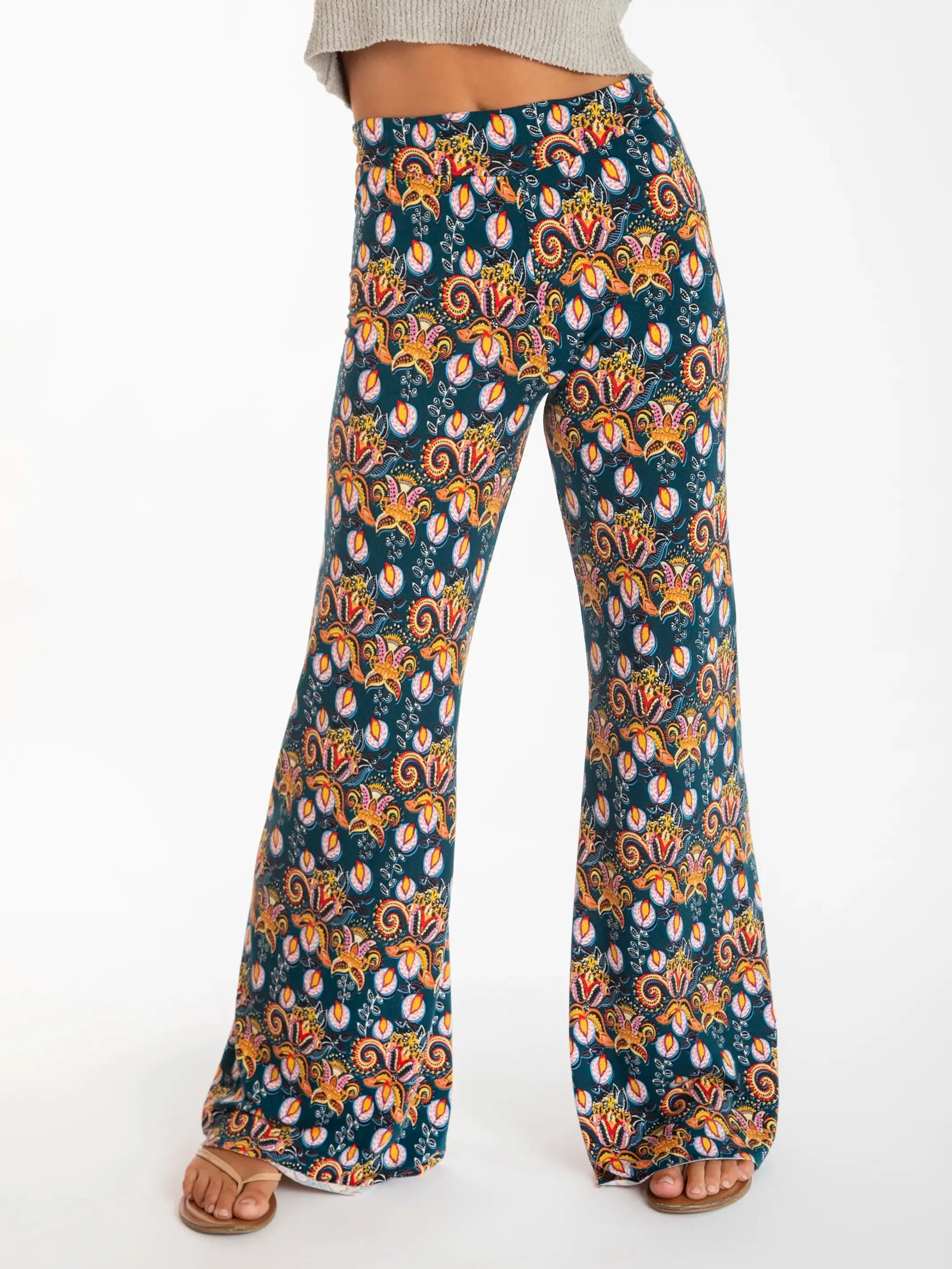 Cali Knit Flare Pant - Teal Orange Paisley sold by NATURAL LIFE product image thumbnail 2