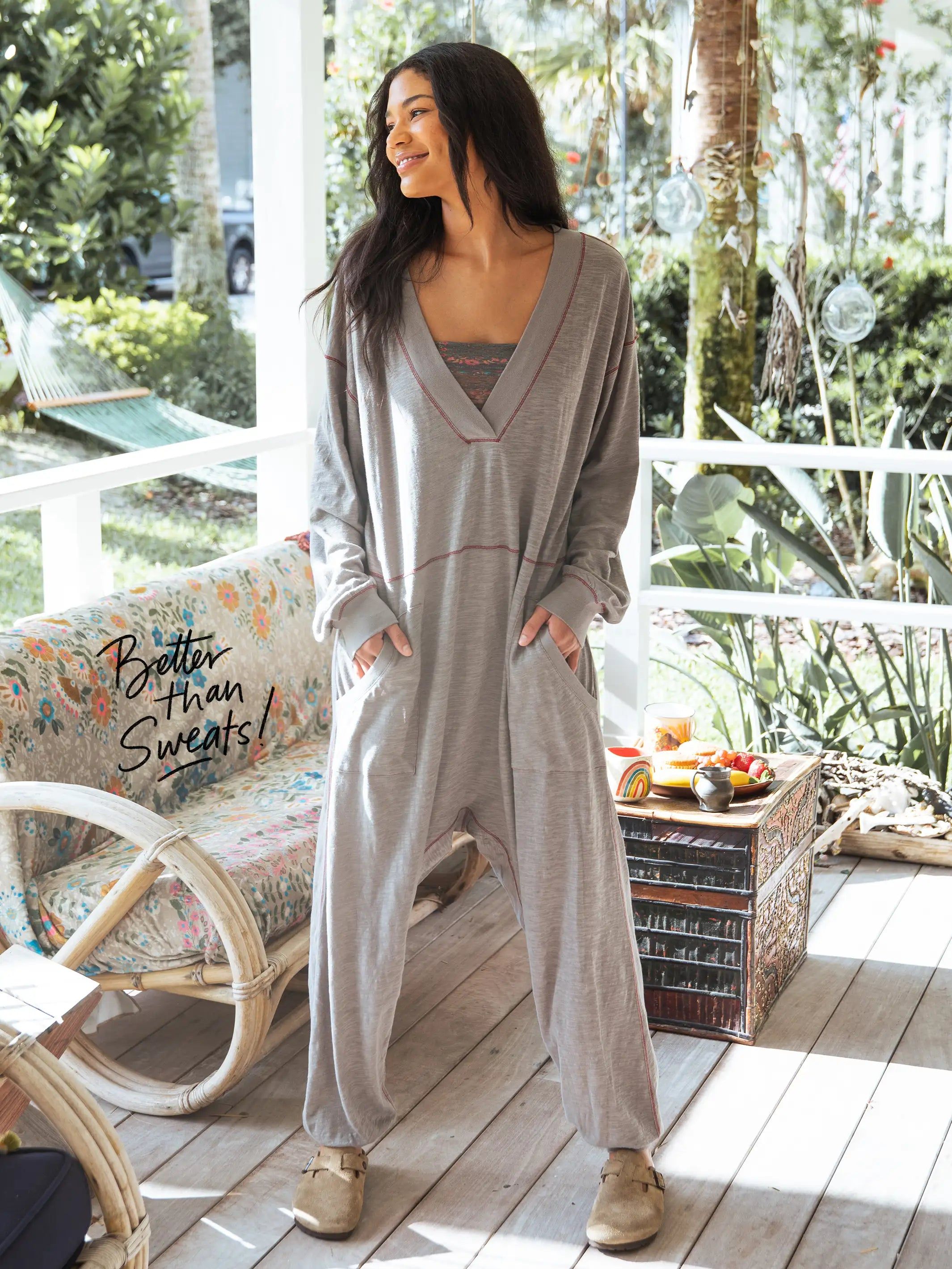 Johnnie Cotton Jumpsuit - Charcoal sold by NATURAL LIFE