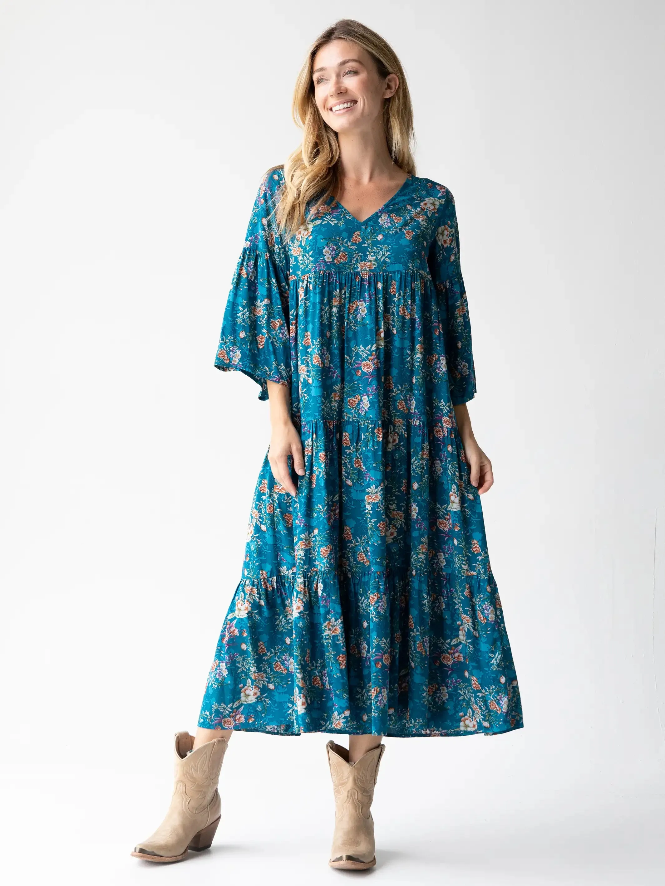 Charlotte Midi Dress - Dark Turquoise Cream sold by NATURAL LIFE product image thumbnail 2