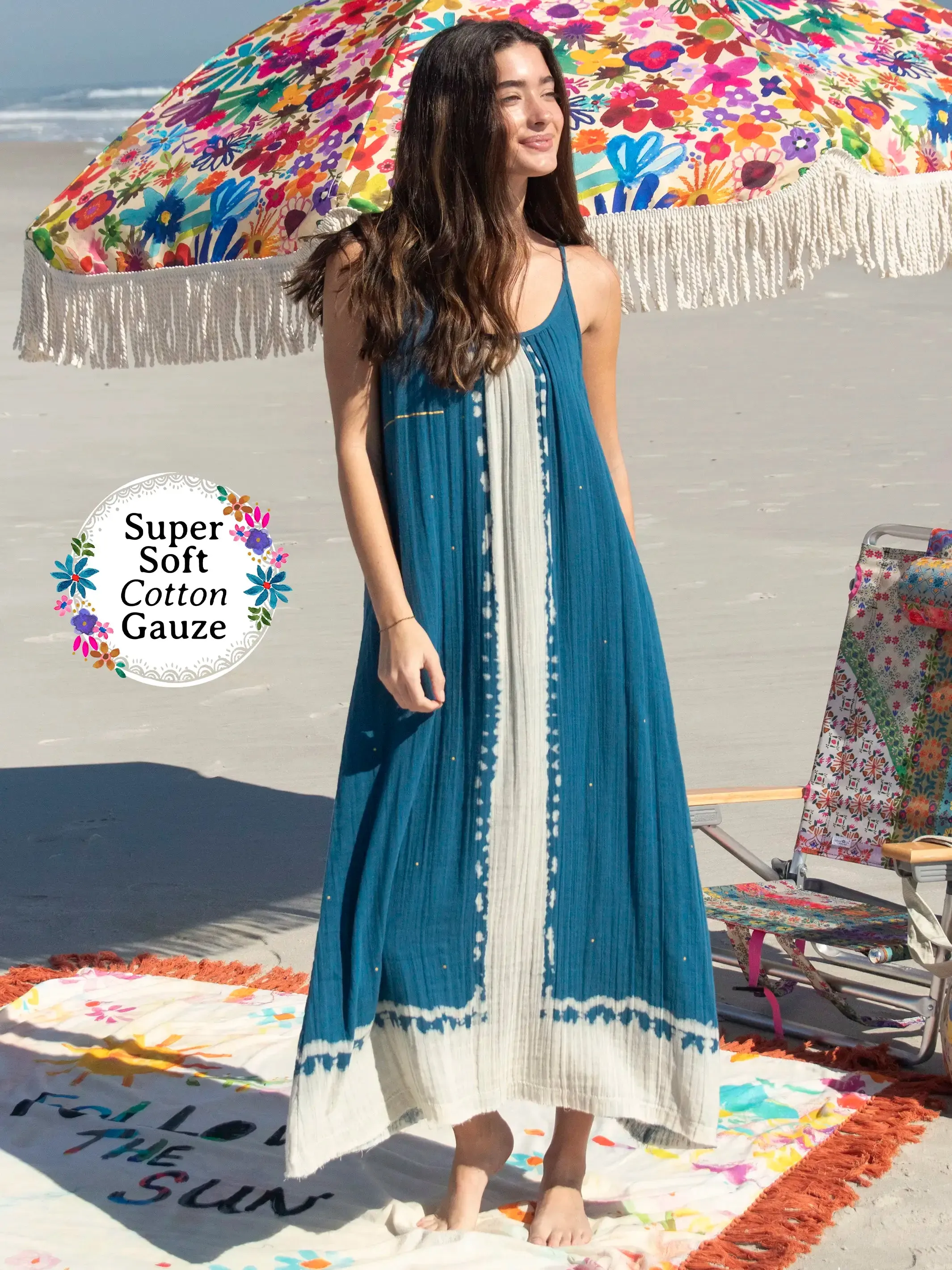 Coco Sayulita Cover-Up Dress - Teal sold by NATURAL LIFE