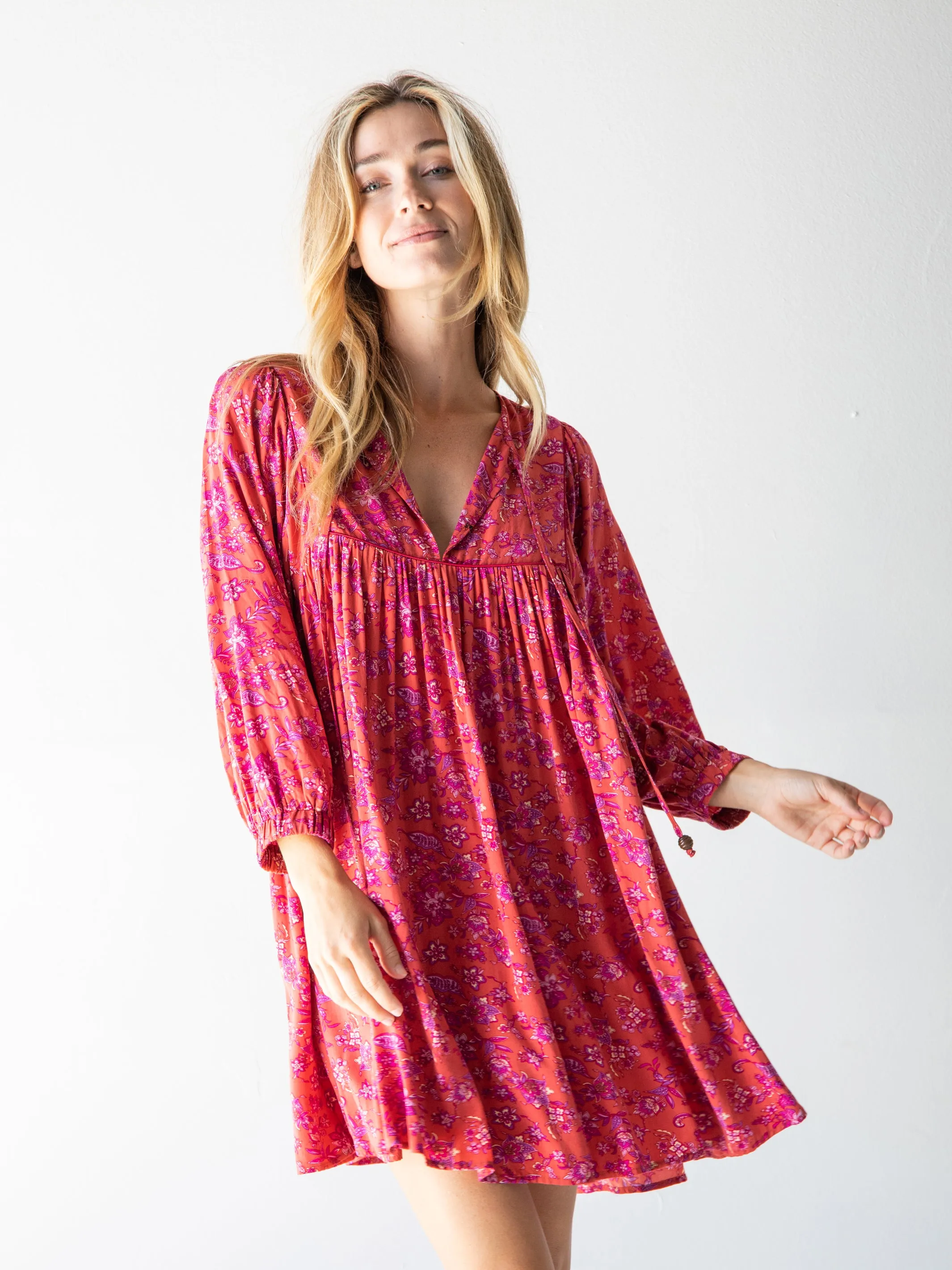 Rose Dress - Rust Purple Floral sold by NATURAL LIFE