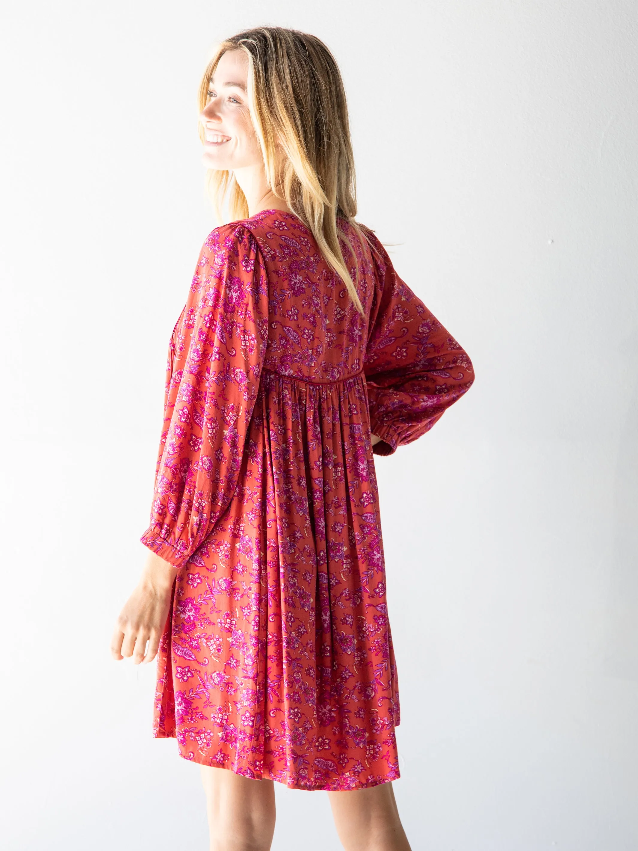 Rose Dress - Rust Purple Floral sold by NATURAL LIFE product image thumbnail 4