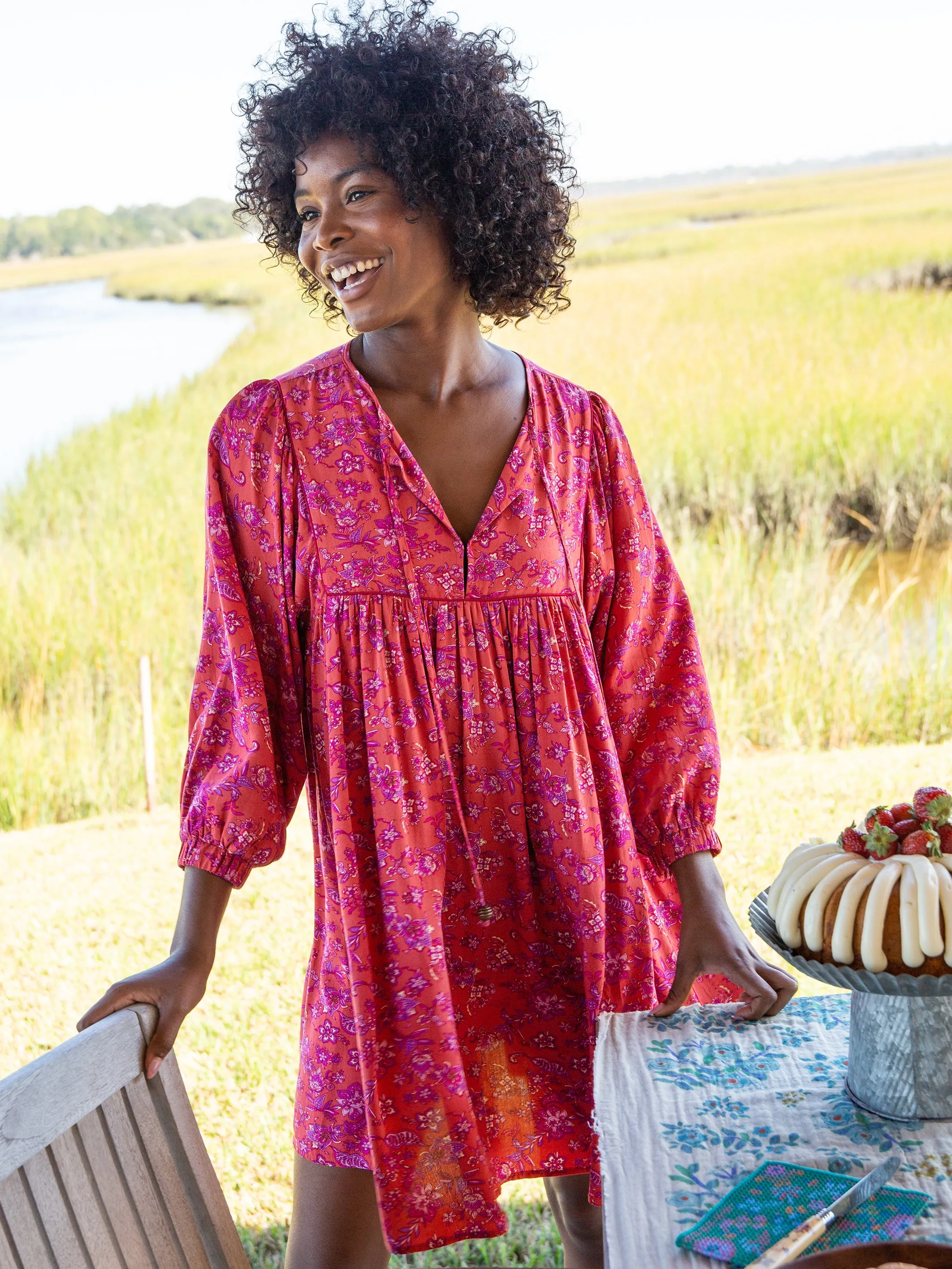 Rose Dress - Rust Purple Floral sold by NATURAL LIFE product image thumbnail 2