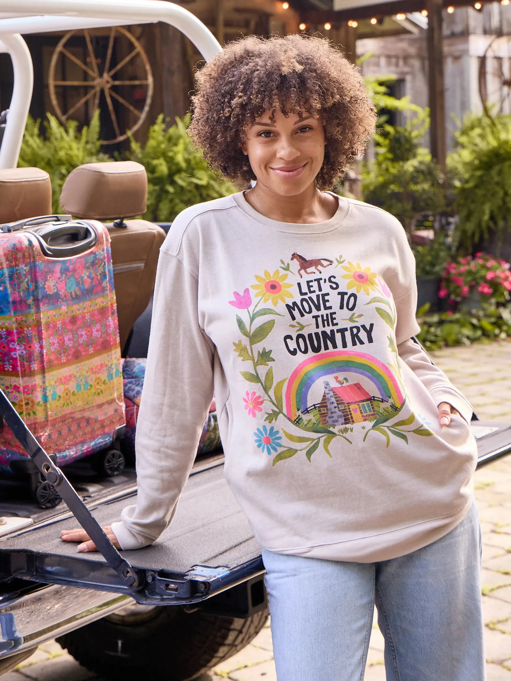 Comfy Pocket Sweatshirt - Let's Move To The Country sold by NATURAL LIFE product image thumbnail 3