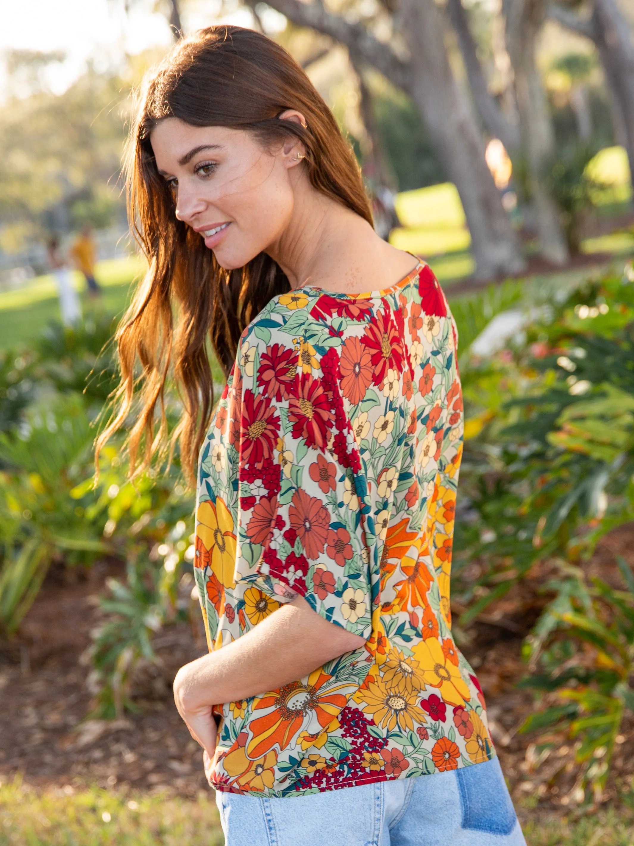 Easy V-Neck Top - Gold Vintage Floral sold by NATURAL LIFE product image thumbnail 2