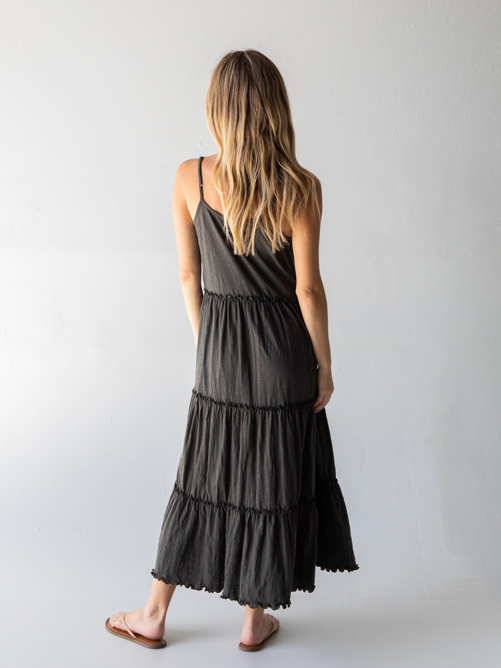 Kaia Knit Tiered Maxi Dress - Charcoal sold by NATURAL LIFE product image thumbnail 4