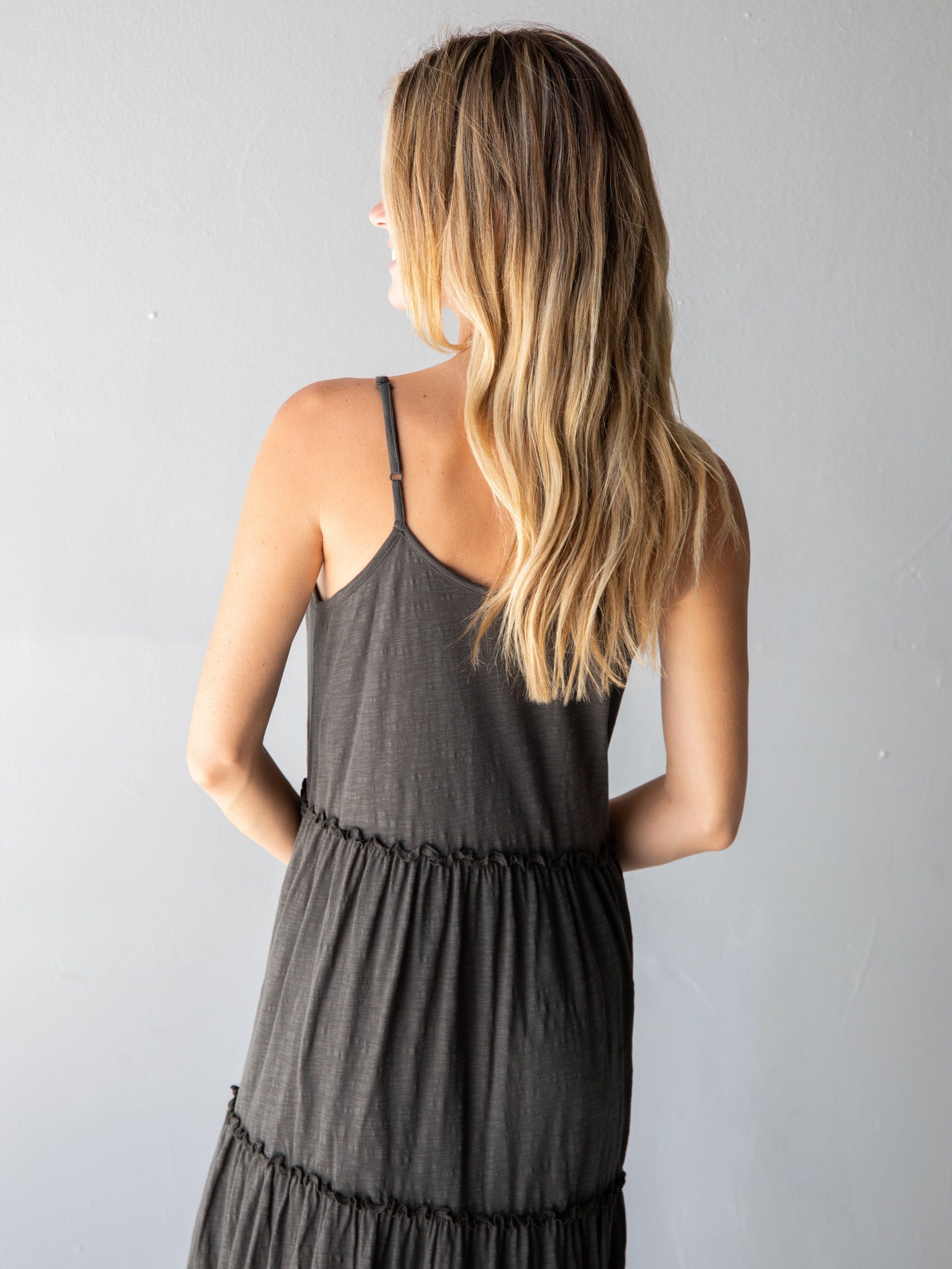 Kaia Knit Tiered Maxi Dress - Charcoal sold by NATURAL LIFE product image thumbnail 5