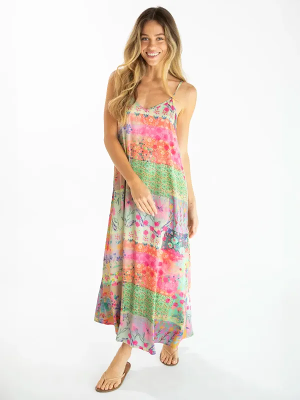 Gracie Slip Maxi Dress - Pink Watercolor Patchwork sold by NATURAL LIFE