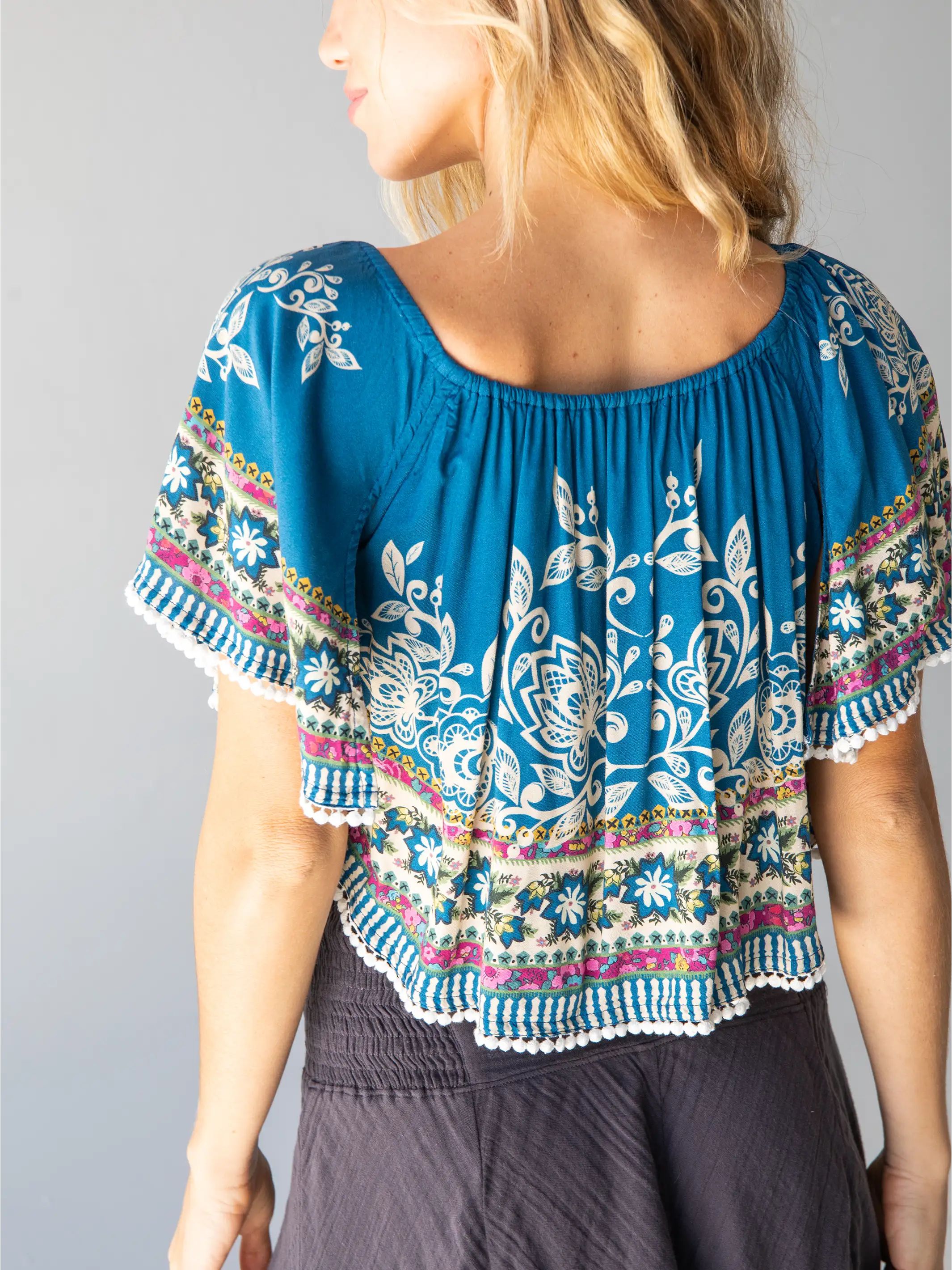Sabrina Crop Top - Navy Borders sold by NATURAL LIFE product image thumbnail 3