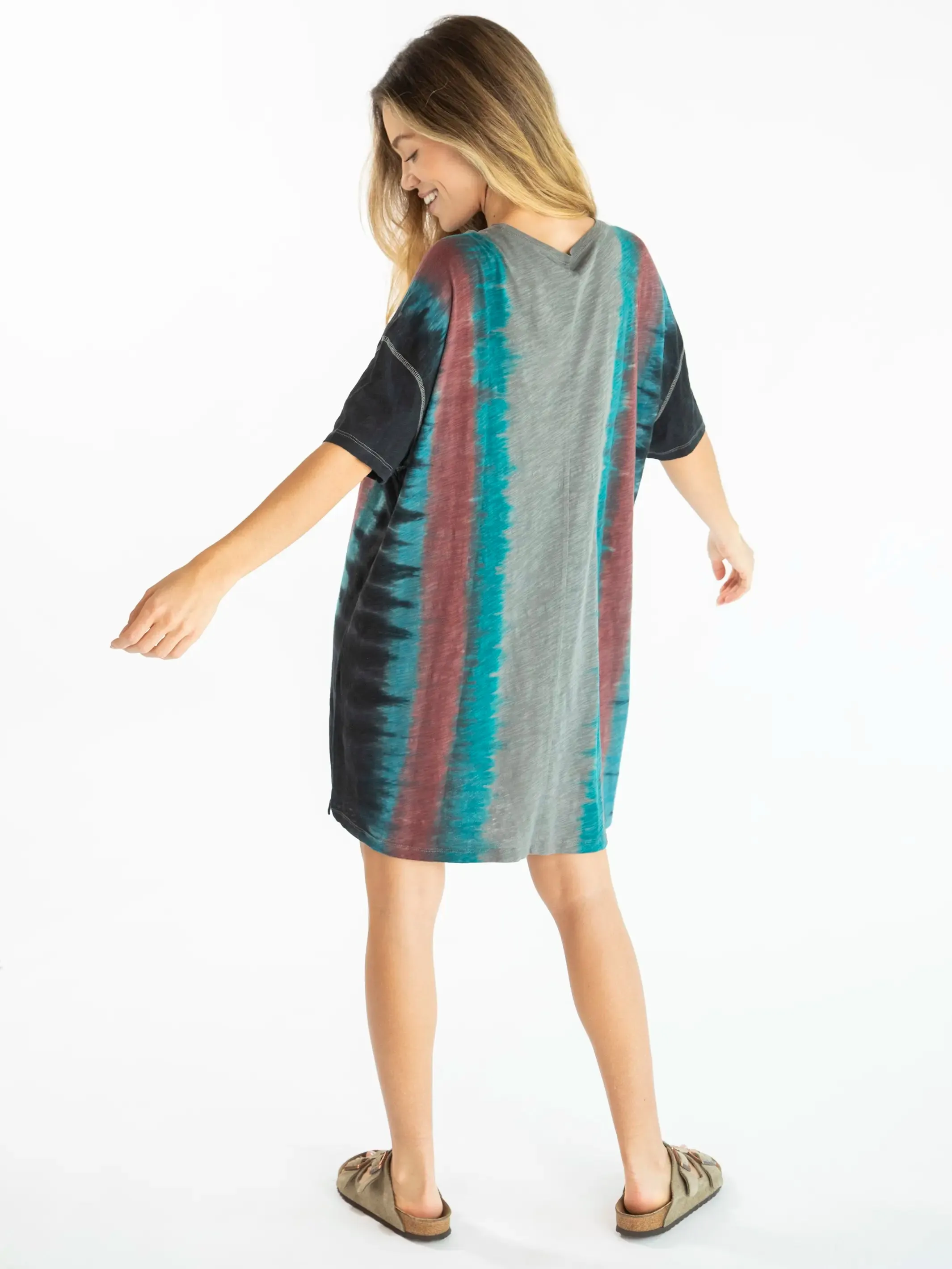 Misty Oversized Cotton Tee Dress - Turquoise Tie-Dye sold by NATURAL LIFE product image thumbnail 3