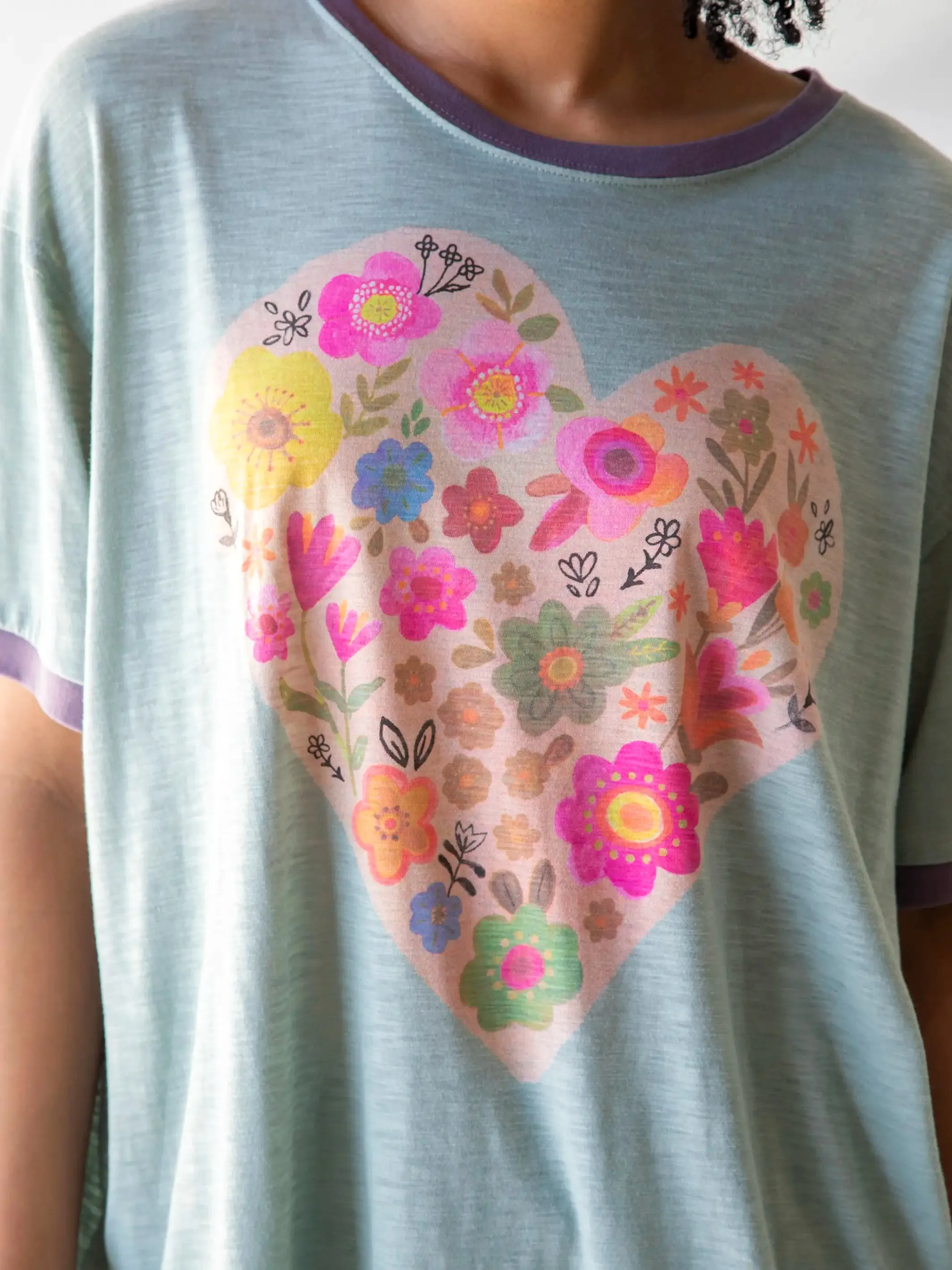 Ringer Oversized Tee Shirt - Heart sold by NATURAL LIFE