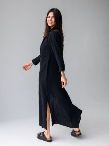 Drew Gauze Shirt Dress - Black sold by NATURAL LIFE