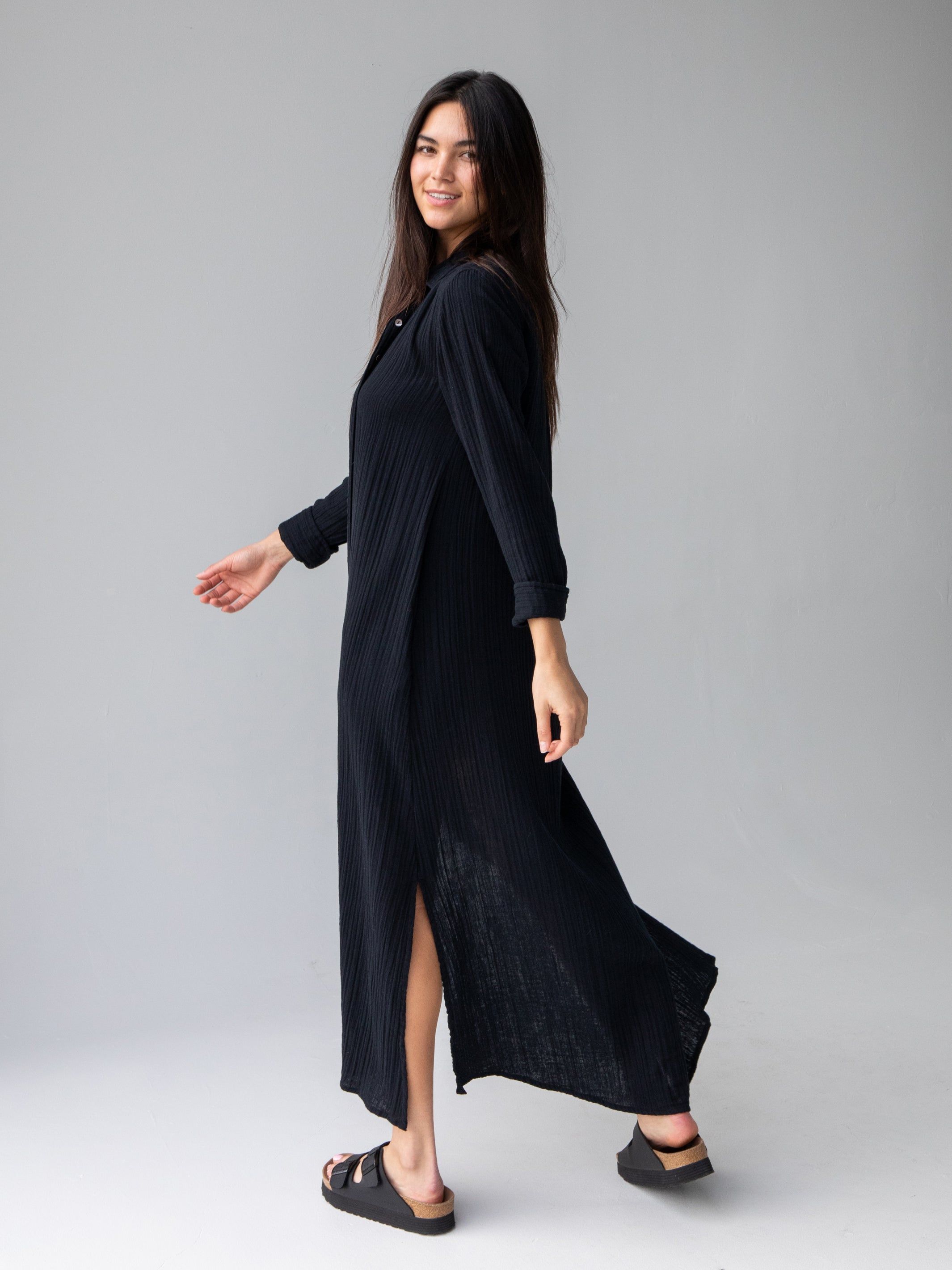 Drew Gauze Shirt Dress - Black sold by NATURAL LIFE product image thumbnail 5