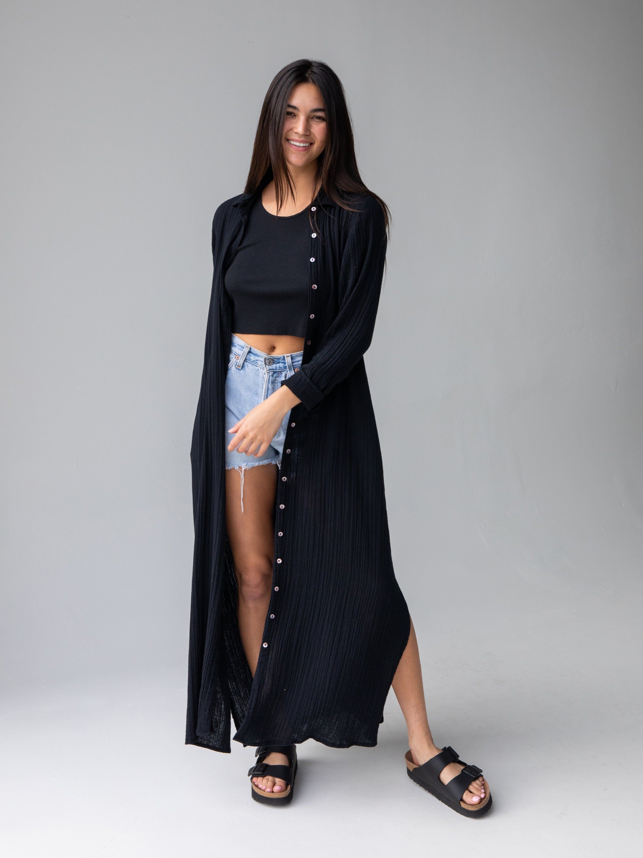 Drew Gauze Shirt Dress - Black sold by NATURAL LIFE product image thumbnail 3