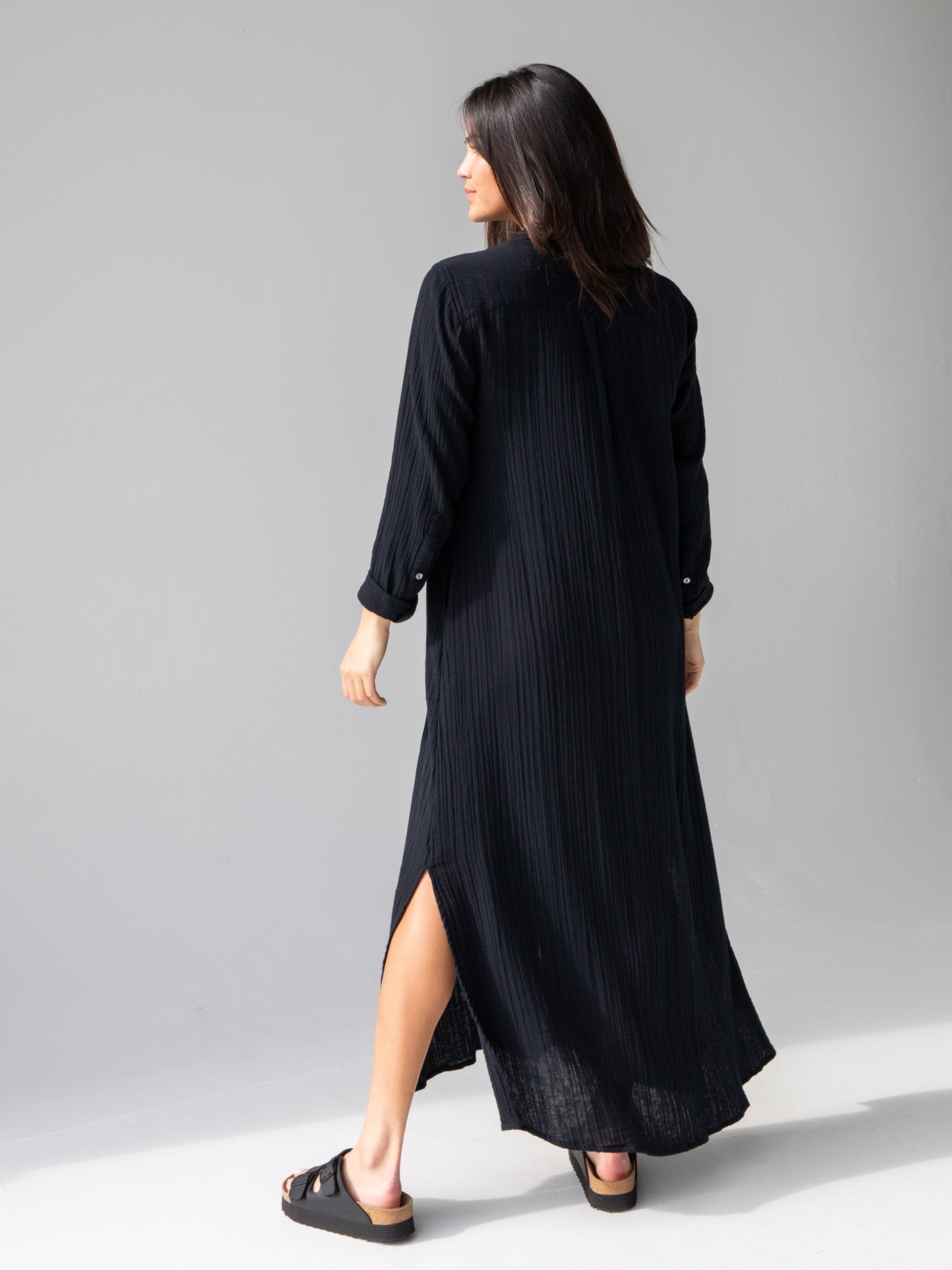 Drew Gauze Shirt Dress - Black sold by NATURAL LIFE product image thumbnail 4