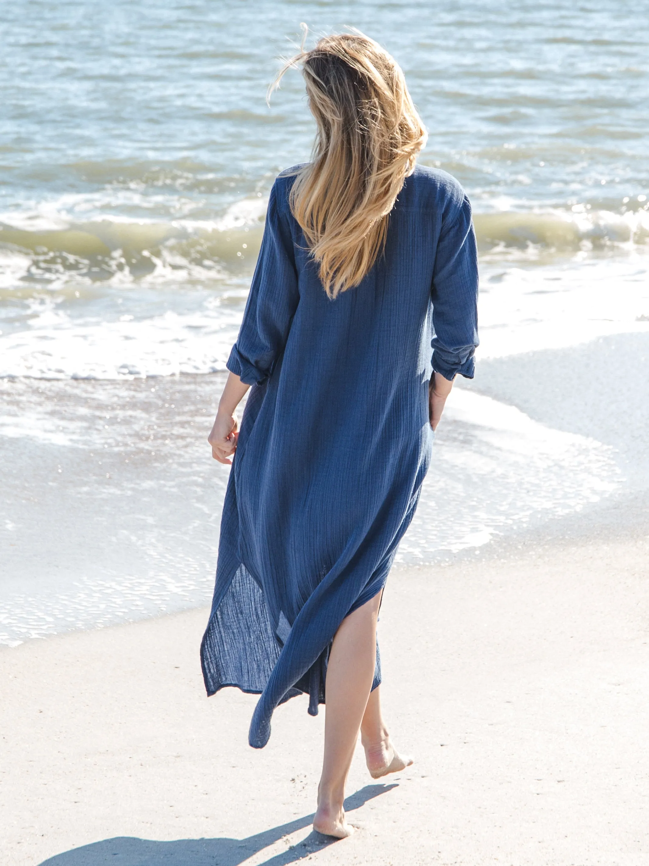 Drew Gauze Shirt Dress - Blue sold by NATURAL LIFE product image thumbnail 2