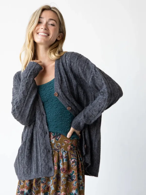 So Soft Grandpa Cardigan - Charcoal sold by NATURAL LIFE