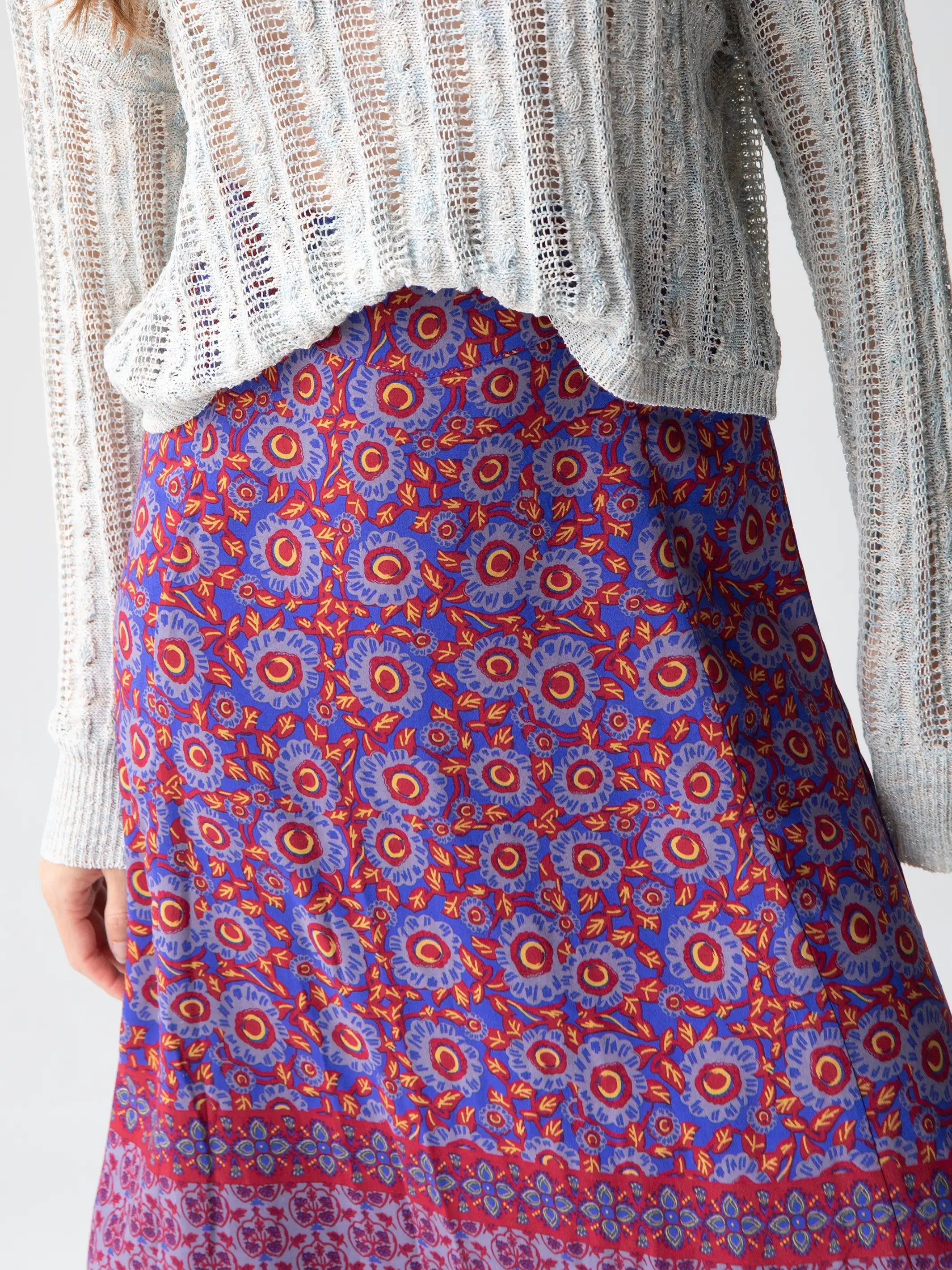 Amy Maxi Skirt - Red Blue Gold Border sold by NATURAL LIFE product image thumbnail 4