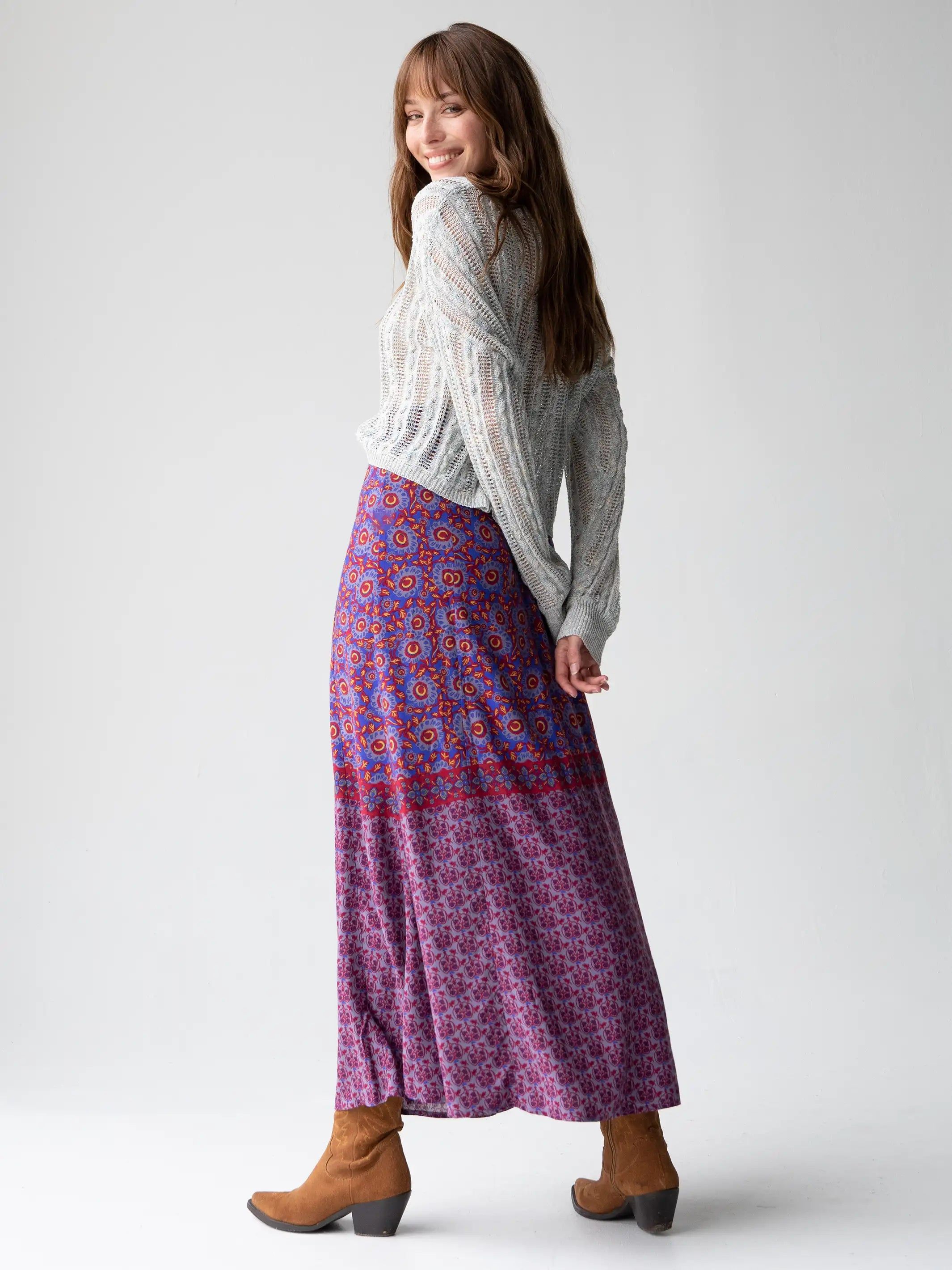 Amy Maxi Skirt - Red Blue Gold Border sold by NATURAL LIFE product image thumbnail 3
