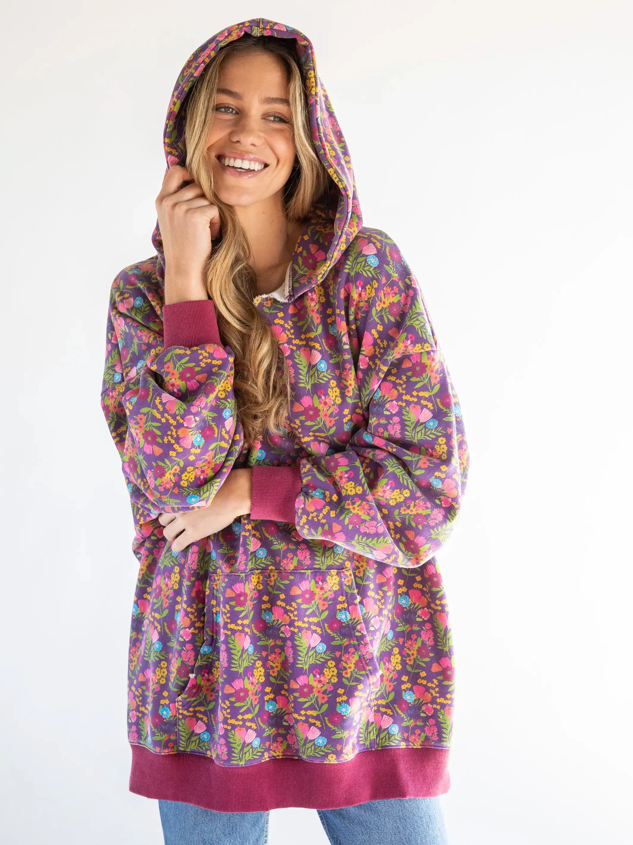 Oversized Printed Sweatshirt - Eggplant Floral sold by NATURAL LIFE
