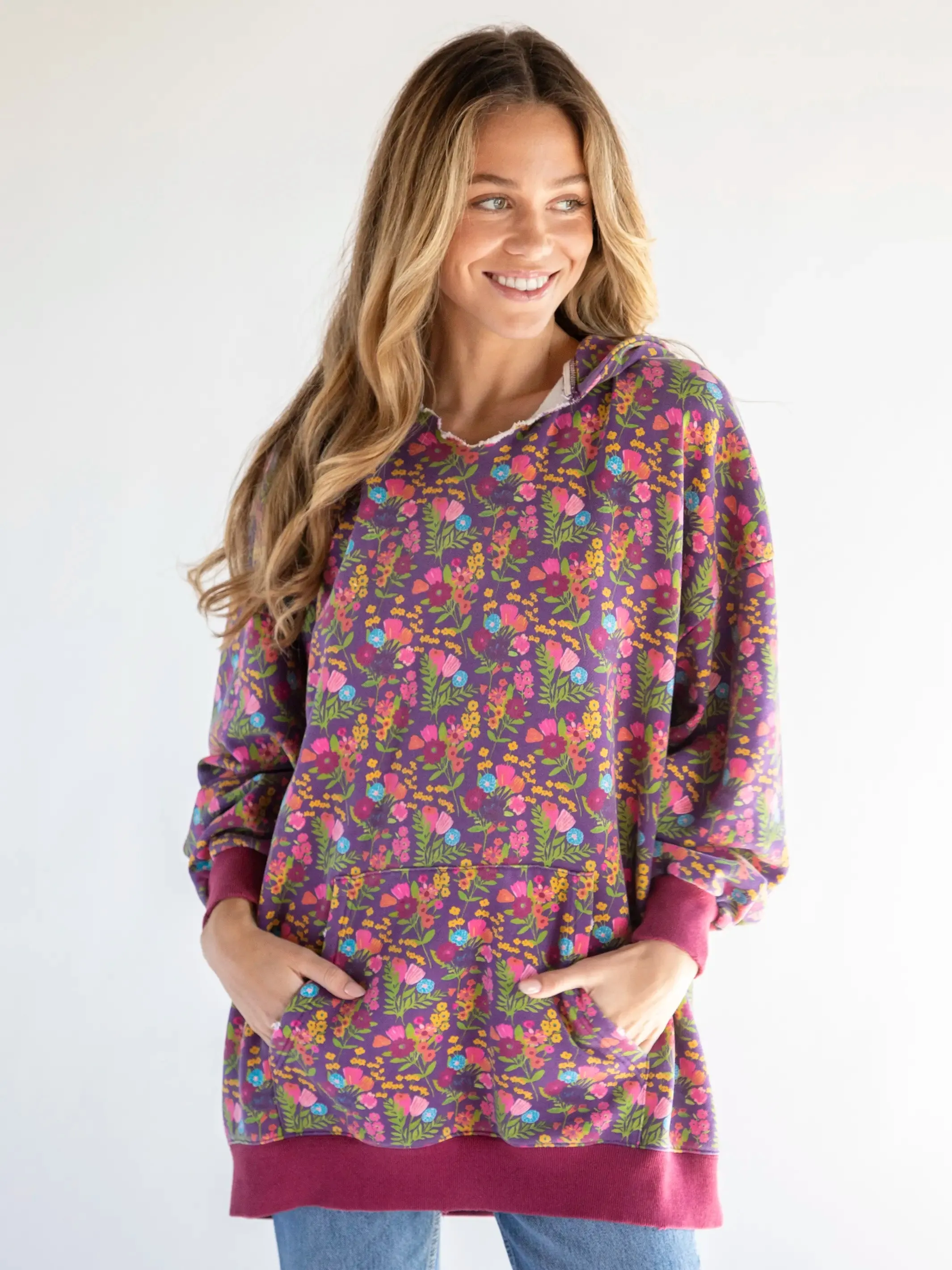 Oversized Printed Sweatshirt - Eggplant Floral sold by NATURAL LIFE product image thumbnail 3
