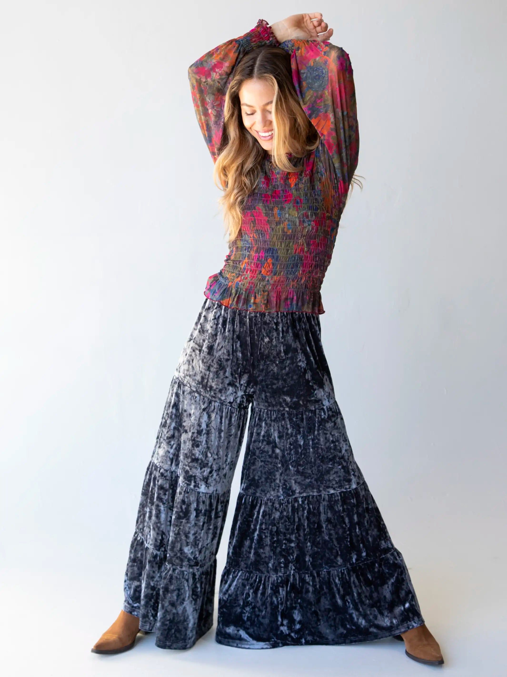 Velvet Patti Palazzo Pant - Charcoal sold by NATURAL LIFE product image thumbnail 2