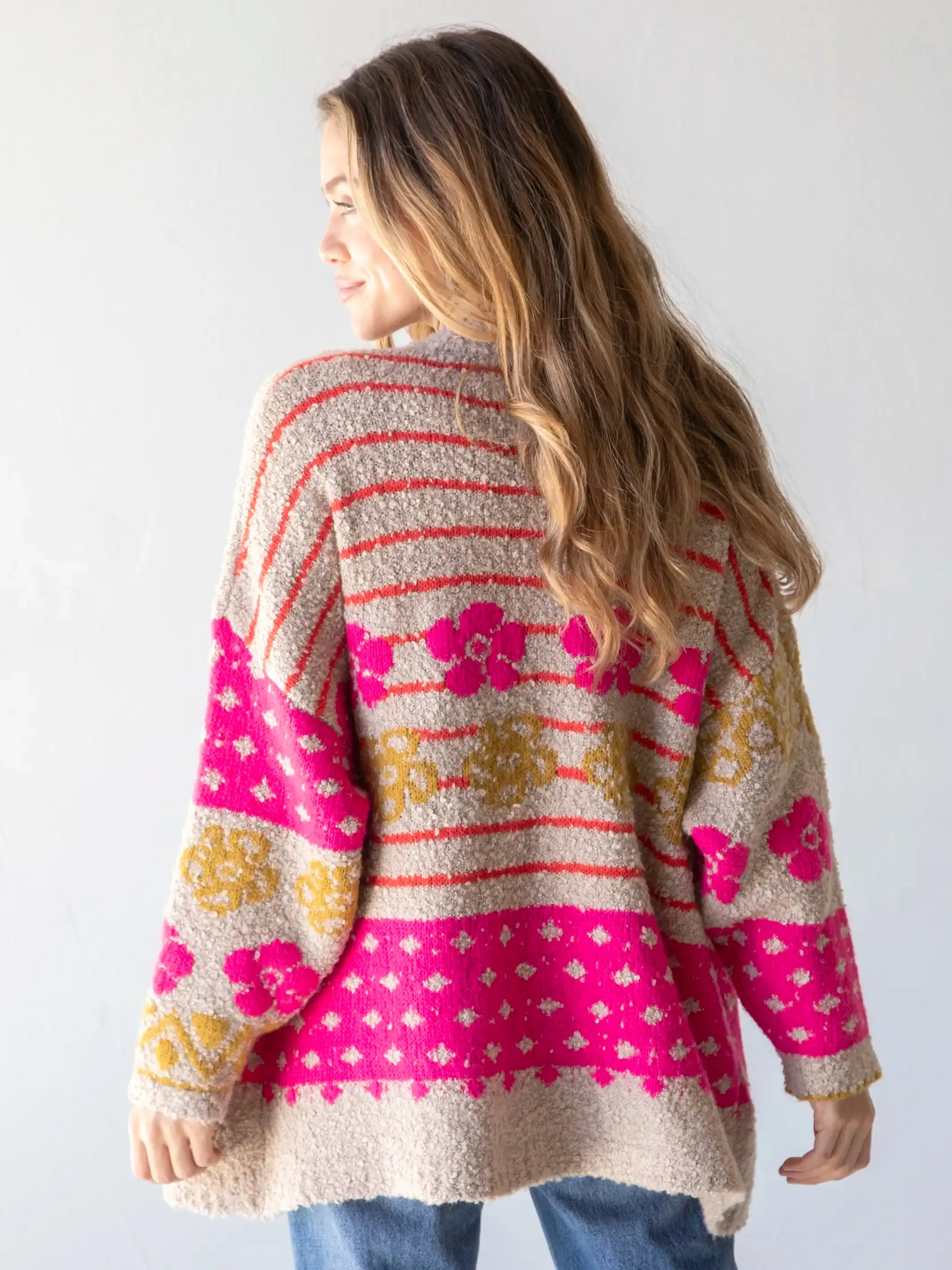 Calla Jacquard Cardigan Sweater - Tan sold by NATURAL LIFE product image thumbnail 2