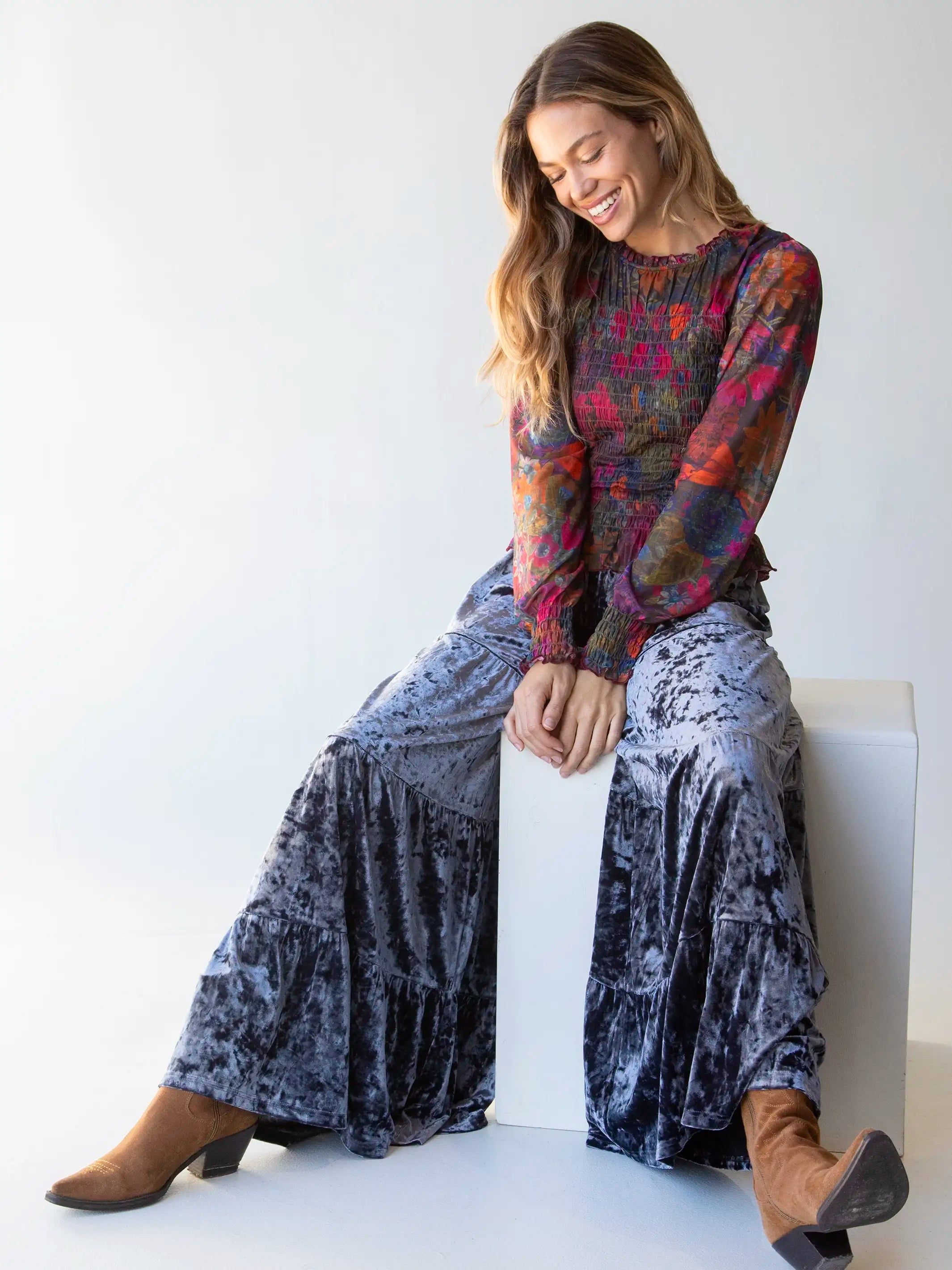 Velvet Patti Palazzo Pant - Charcoal sold by NATURAL LIFE