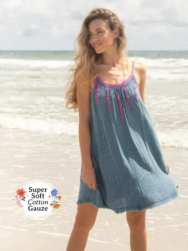 Coco Crochet Mini Dress - Denim sold by NATURAL LIFE