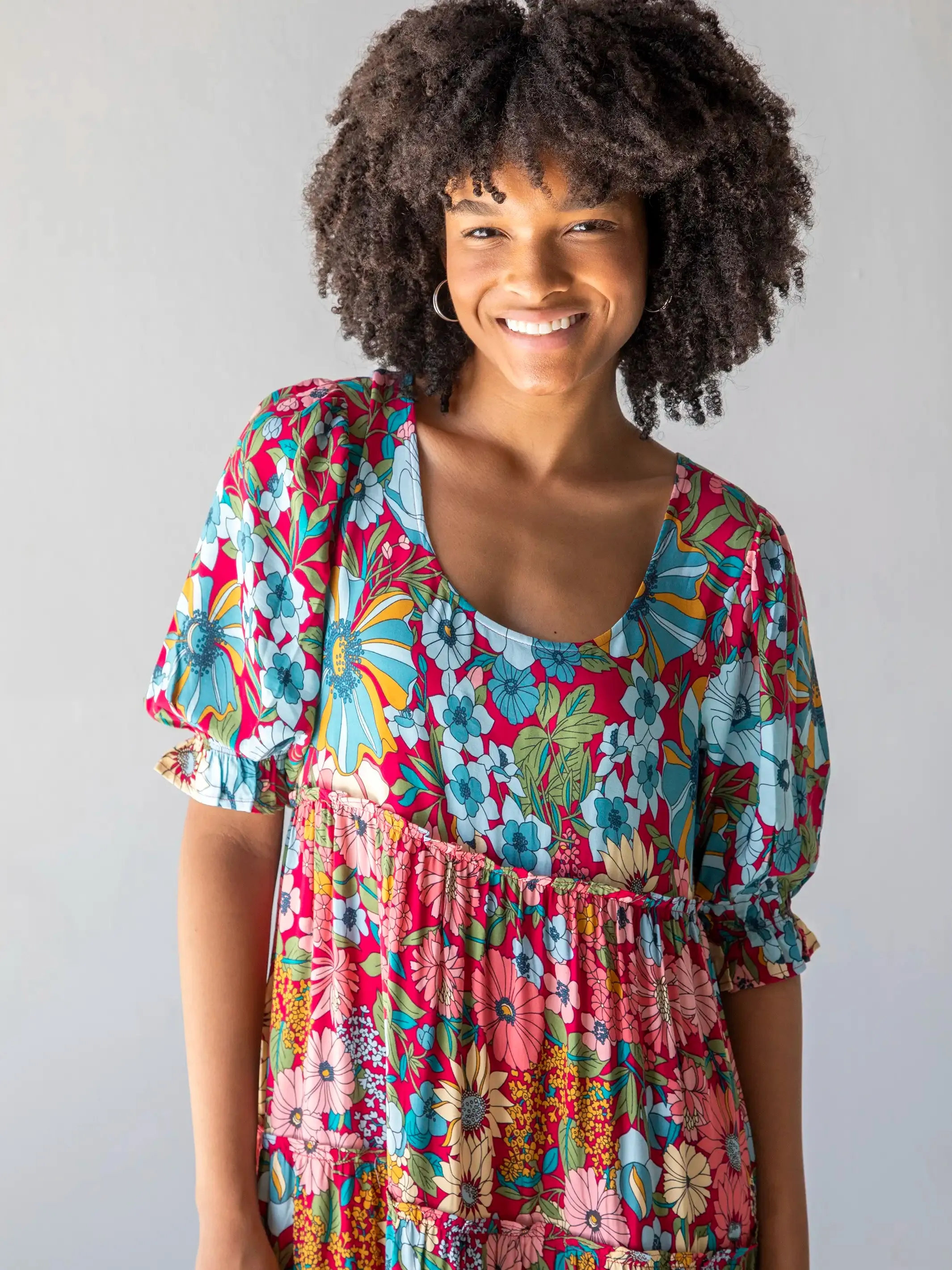 Collette Tiered Maxi Dress - Blue Red Floral sold by NATURAL LIFE product image thumbnail 2