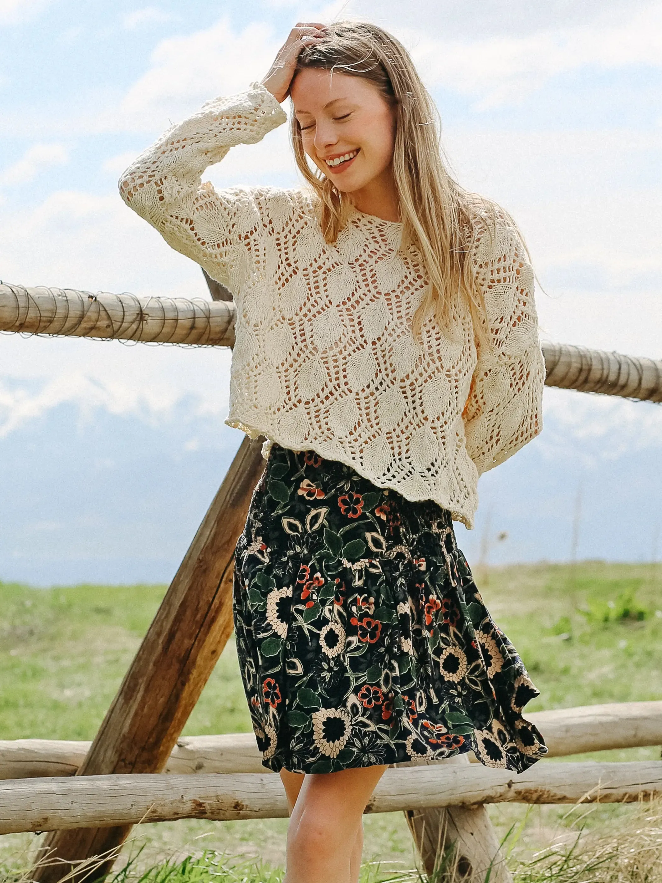 Malia Mini Skirt - Navy Tan Dahlias sold by NATURAL LIFE product image thumbnail 2