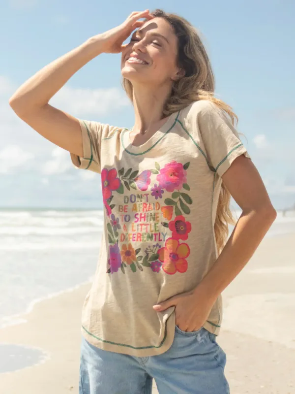 Boho Cotton Tee Shirt - Don't Be Afraid To Shine sold by NATURAL LIFE