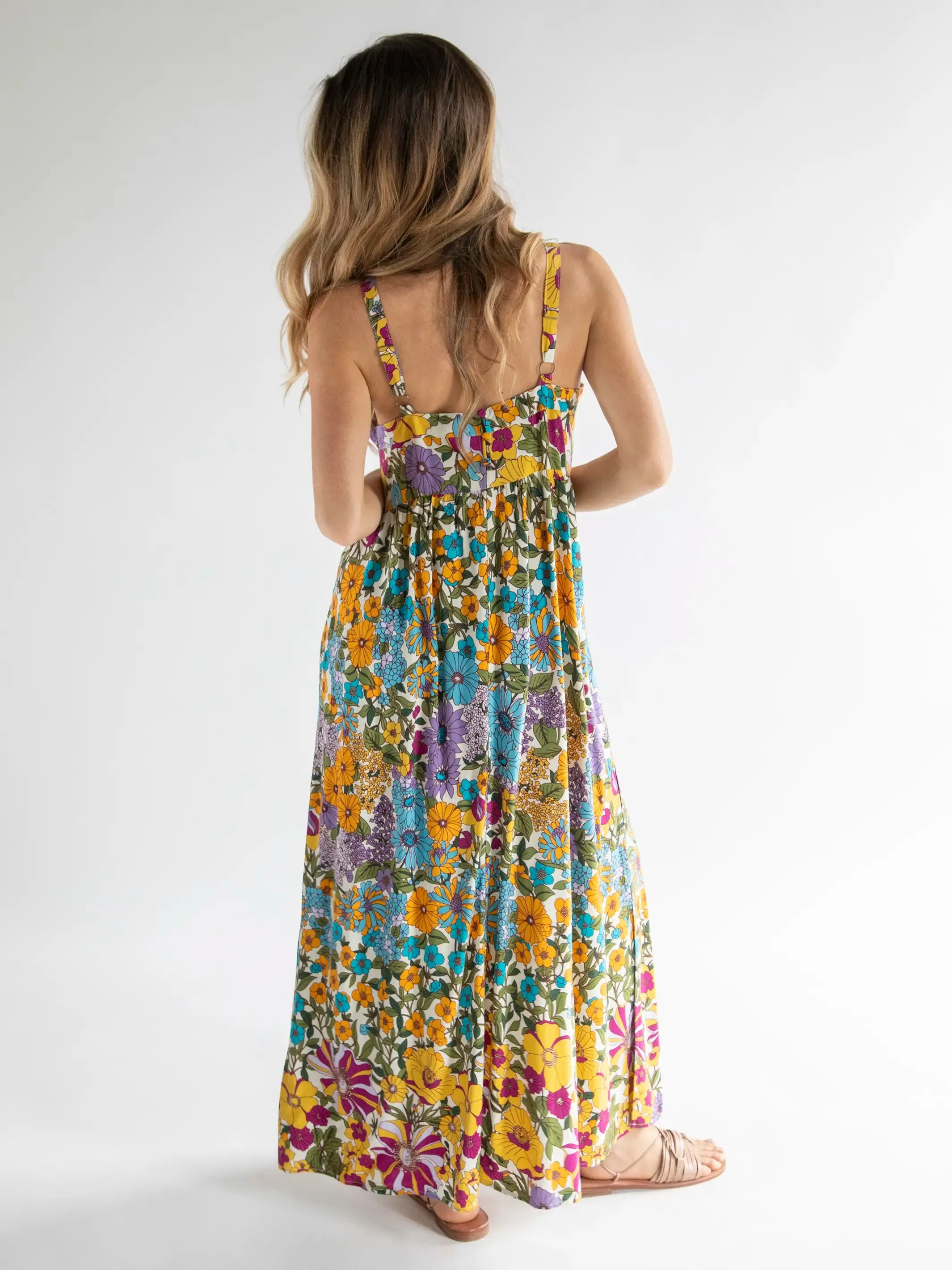 Patti Side Slit Maxi Dress - Ivory Blue Floral sold by NATURAL LIFE product image thumbnail 4
