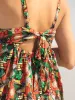 Mia Tie-Back Maxi Dress - Orange Floral Blooms sold by NATURAL LIFE