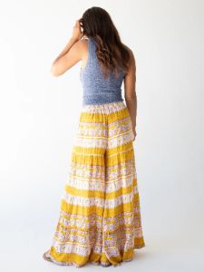 Patti Palazzo Pant - Mustard Paisley sold by NATURAL LIFE