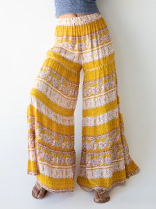 Patti Palazzo Pant - Mustard Paisley sold by NATURAL LIFE