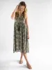 Amelia Cotton Sleeveless Shirt Dress - Green Floral Vines sold by NATURAL LIFE