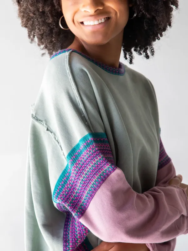 Knit Trim Sweatshirt - Bay sold by NATURAL LIFE