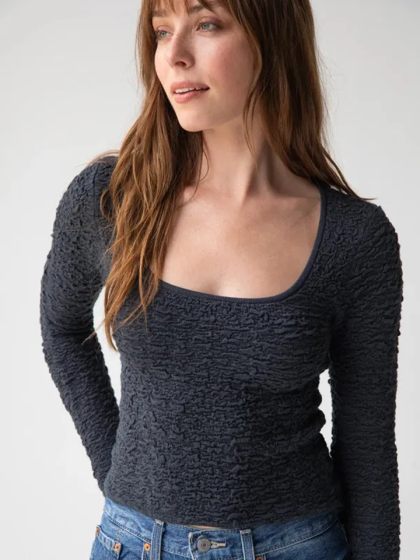 Danielle Square Neck Top - Charcoal sold by NATURAL LIFE