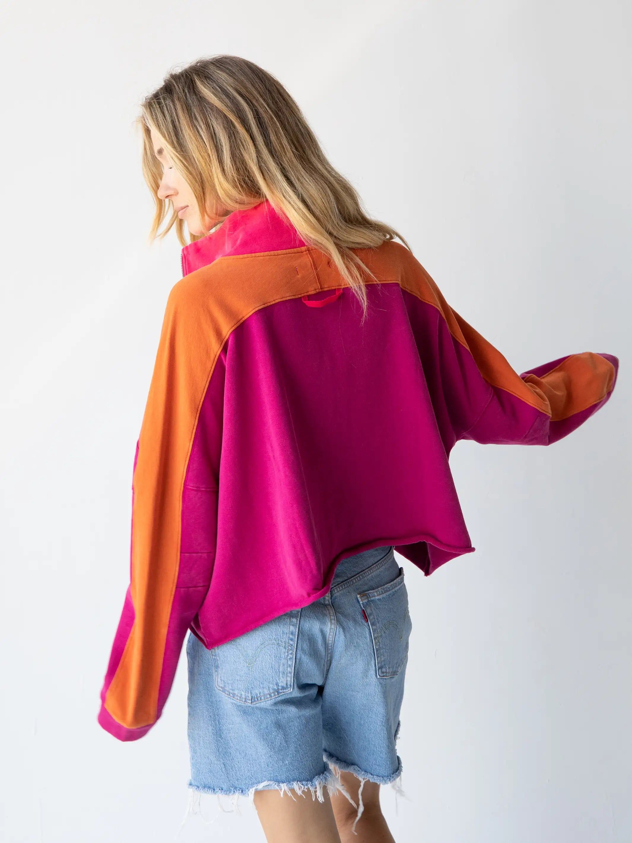 Jess Color Block Sweatshirt - Hot Pink sold by NATURAL LIFE product image thumbnail 2