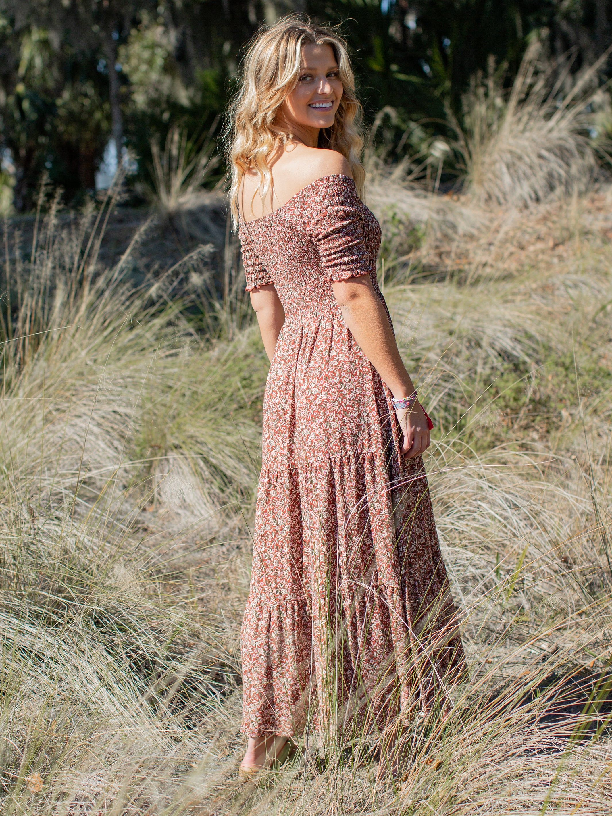 Daisy Tiered Midi Dress - Rusty Floral sold by NATURAL LIFE product image thumbnail 3