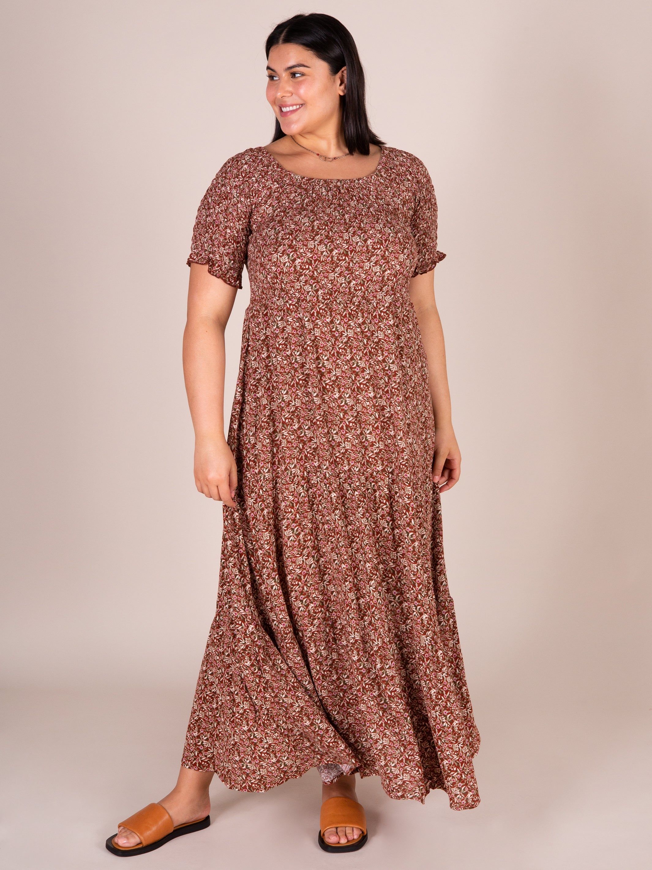 Daisy Tiered Midi Dress - Rusty Floral sold by NATURAL LIFE product image thumbnail 4