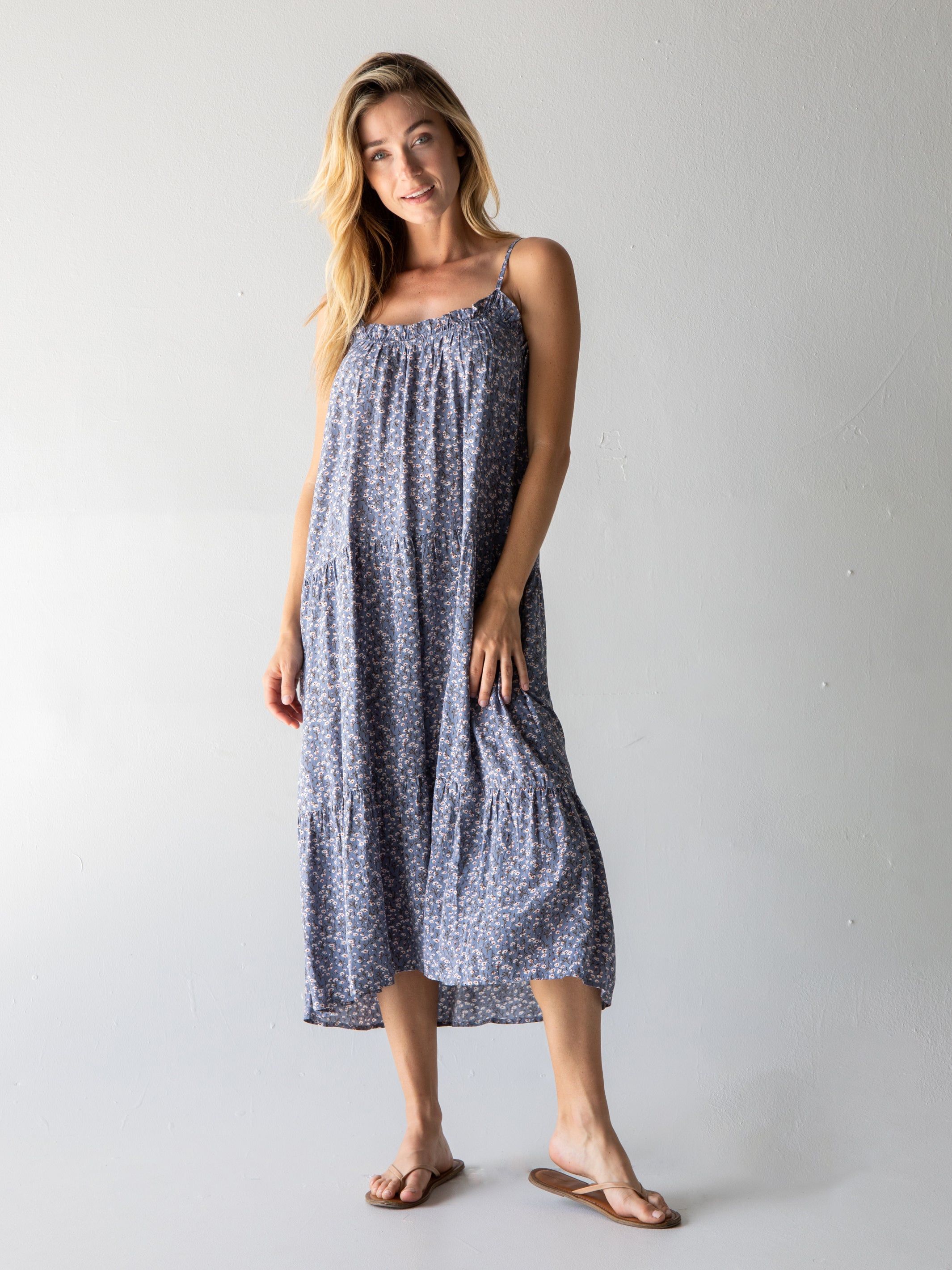 Harley Midi Dress - Dusty Blue Floral sold by NATURAL LIFE product image thumbnail 3
