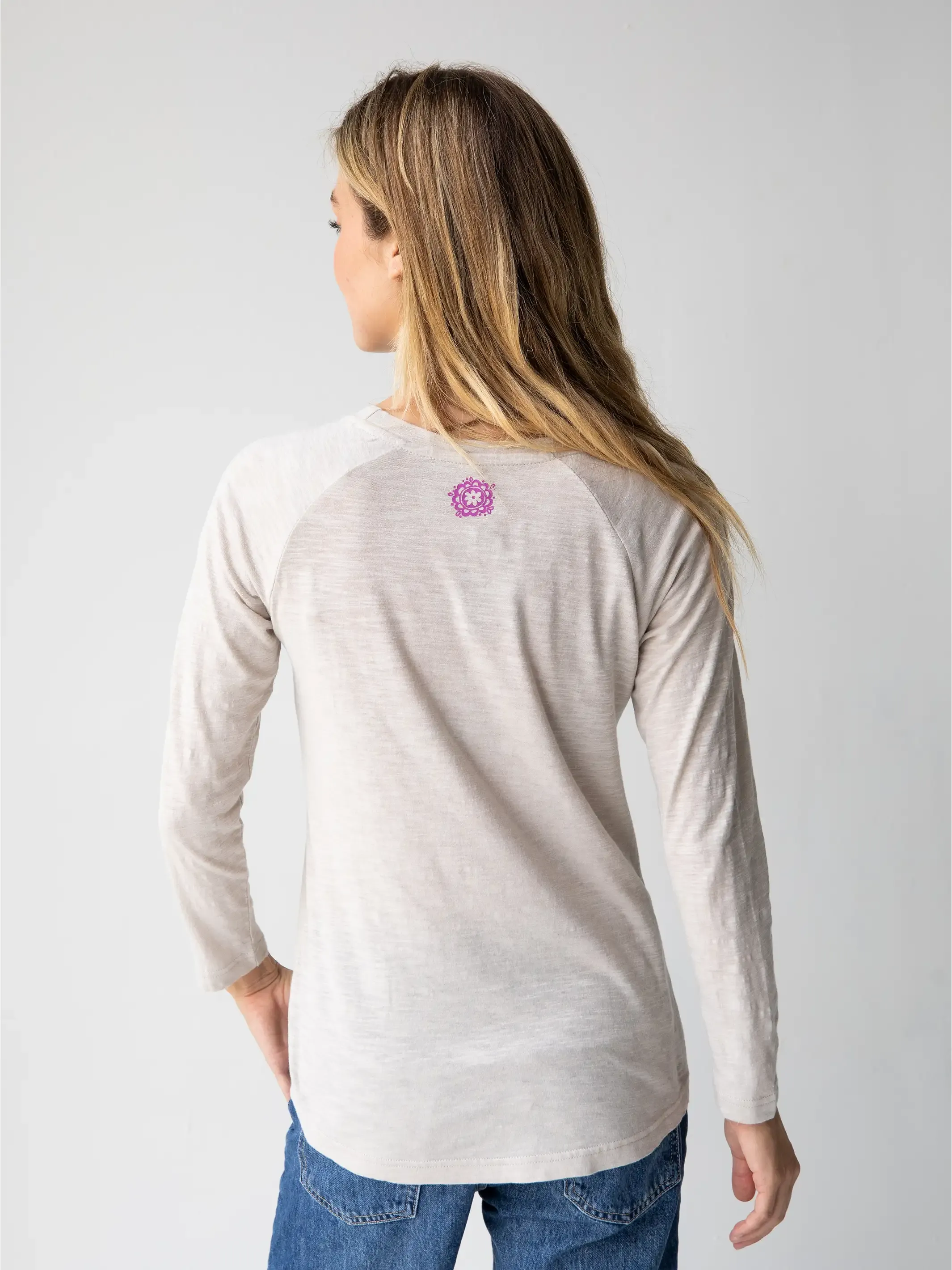 Long Sleeve Boho Cotton Tee Shirt - Live Happy sold by NATURAL LIFE product image thumbnail 4