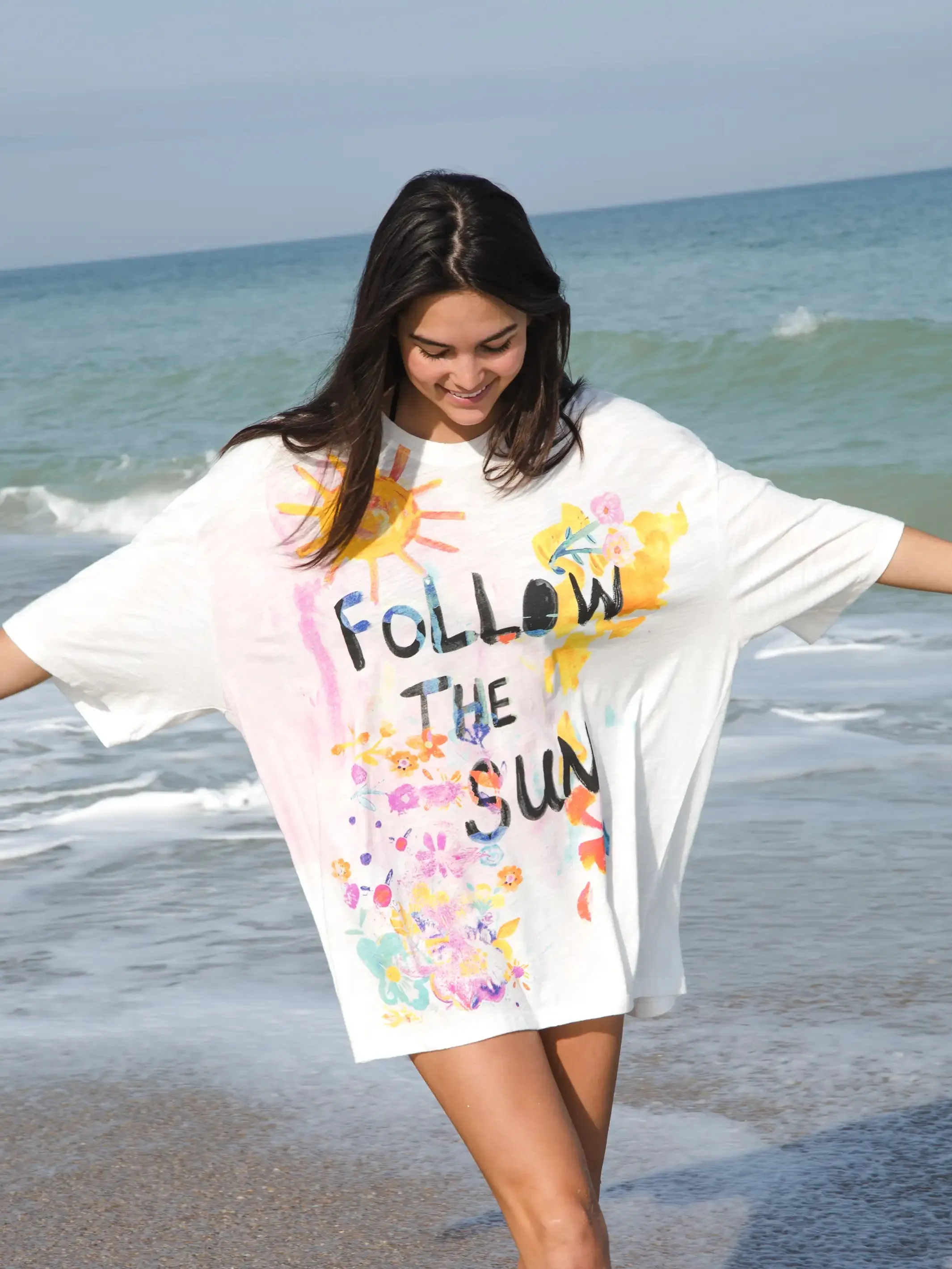 One Size Cotton Easy Tee - Follow The Sun White sold by NATURAL LIFE product image thumbnail 2